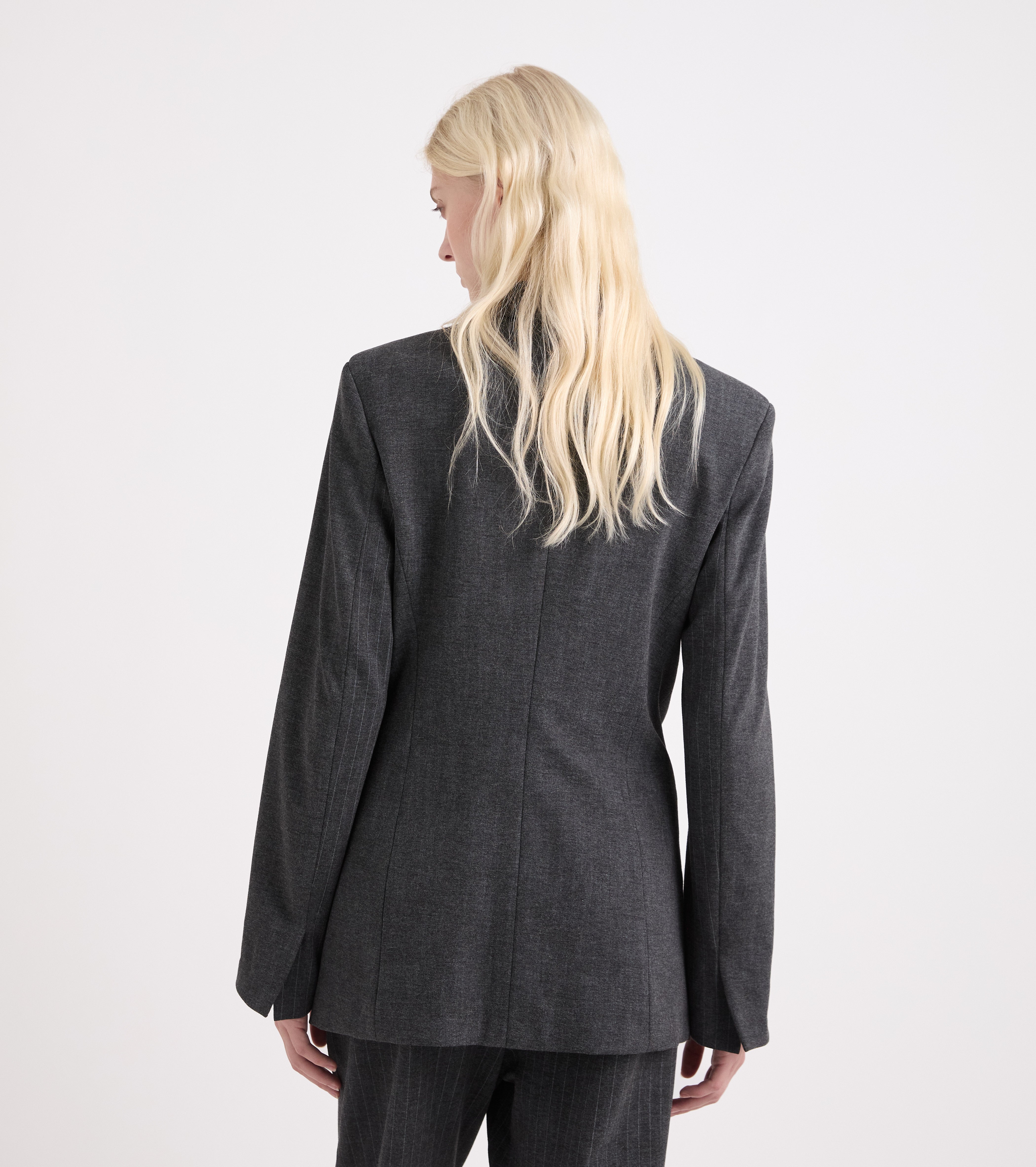 Blazer i grå meleret stretch-viskose