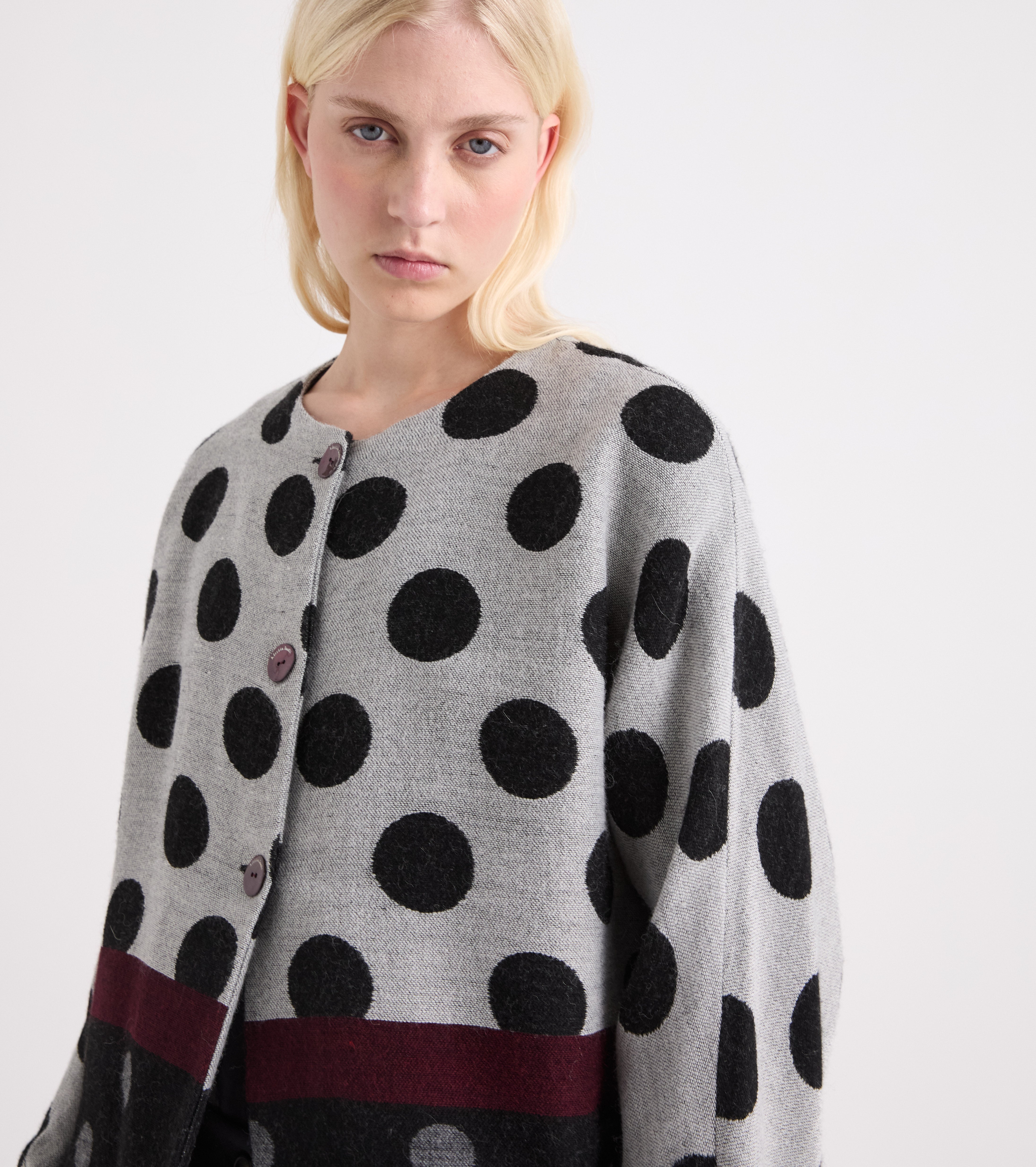 Giacca jacquard con collo a giro blue
