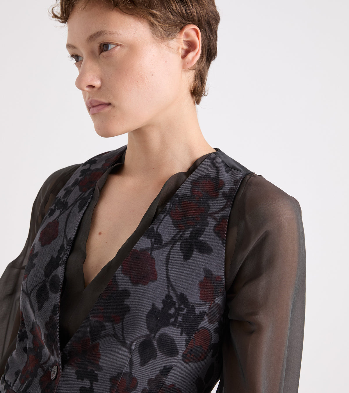 Gilet in cotone stampato nero