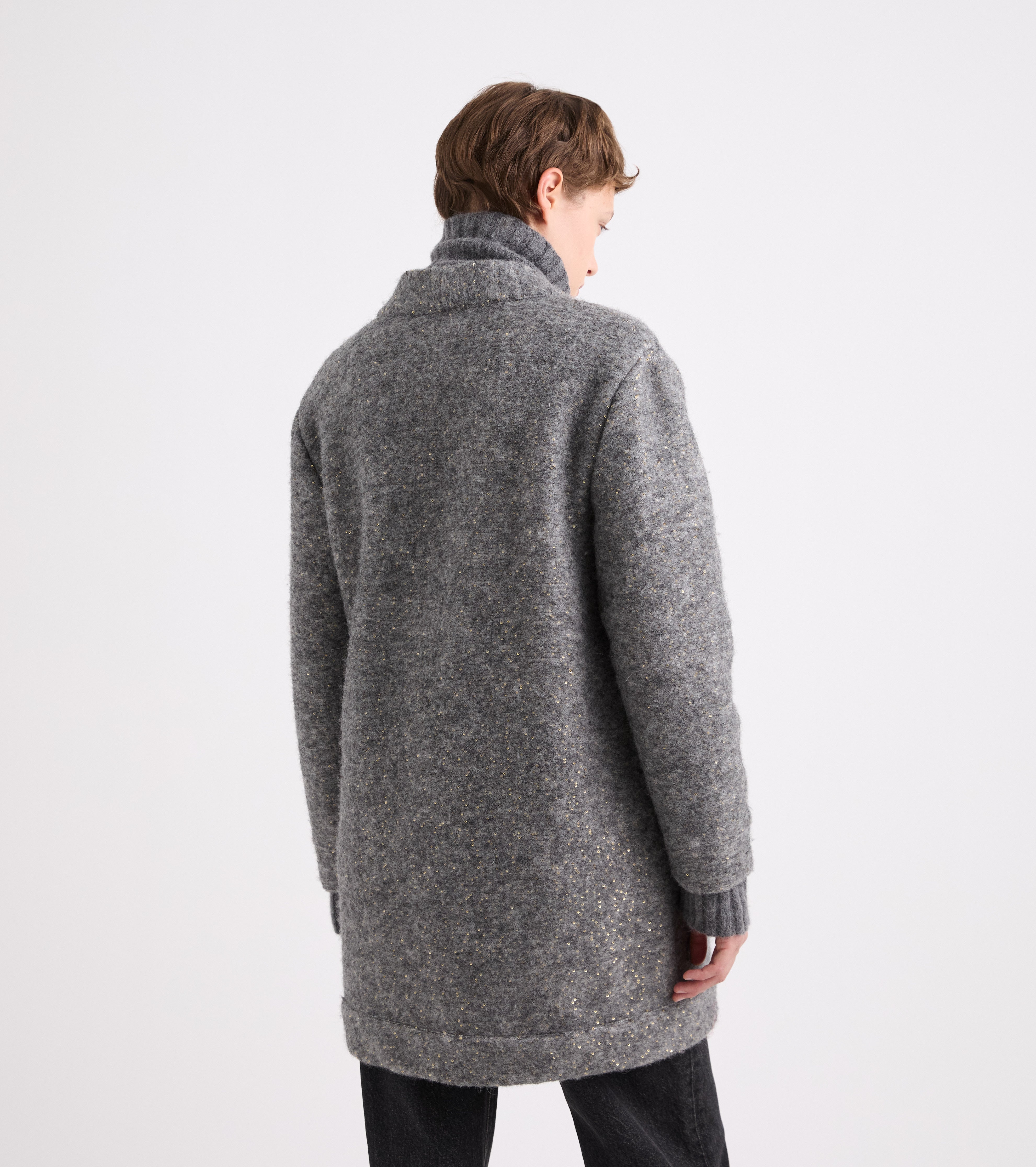 Giacca con scollo a V e tasche bianco e nero