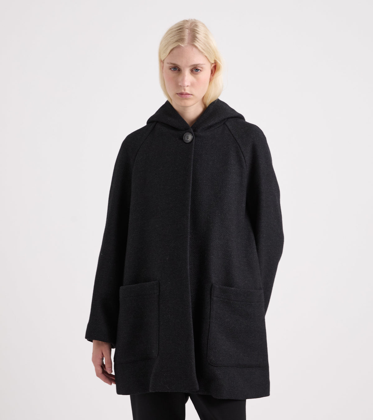 Cappotto in panno di misto lana nero