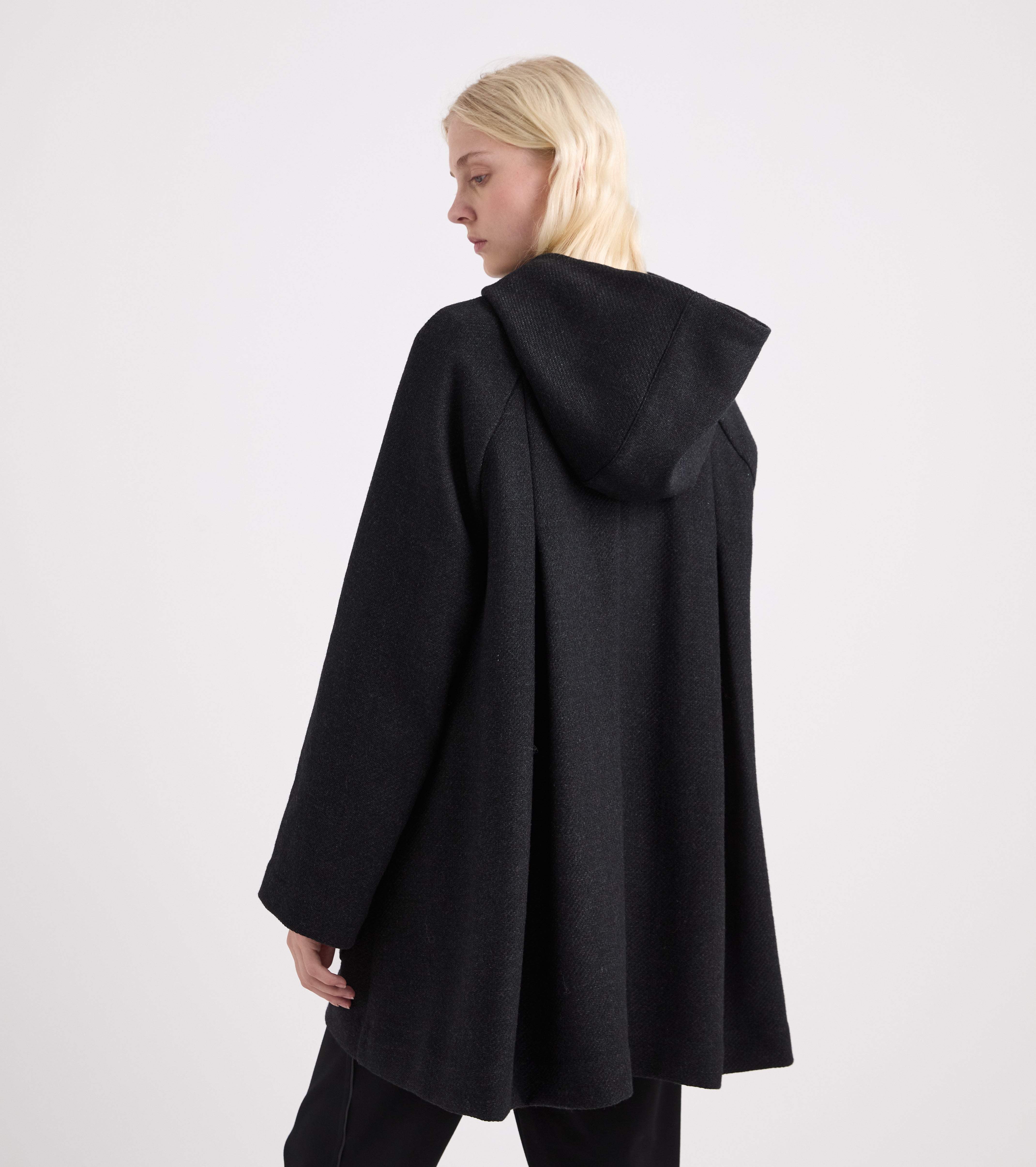 Cappotto in panno di misto lana nero