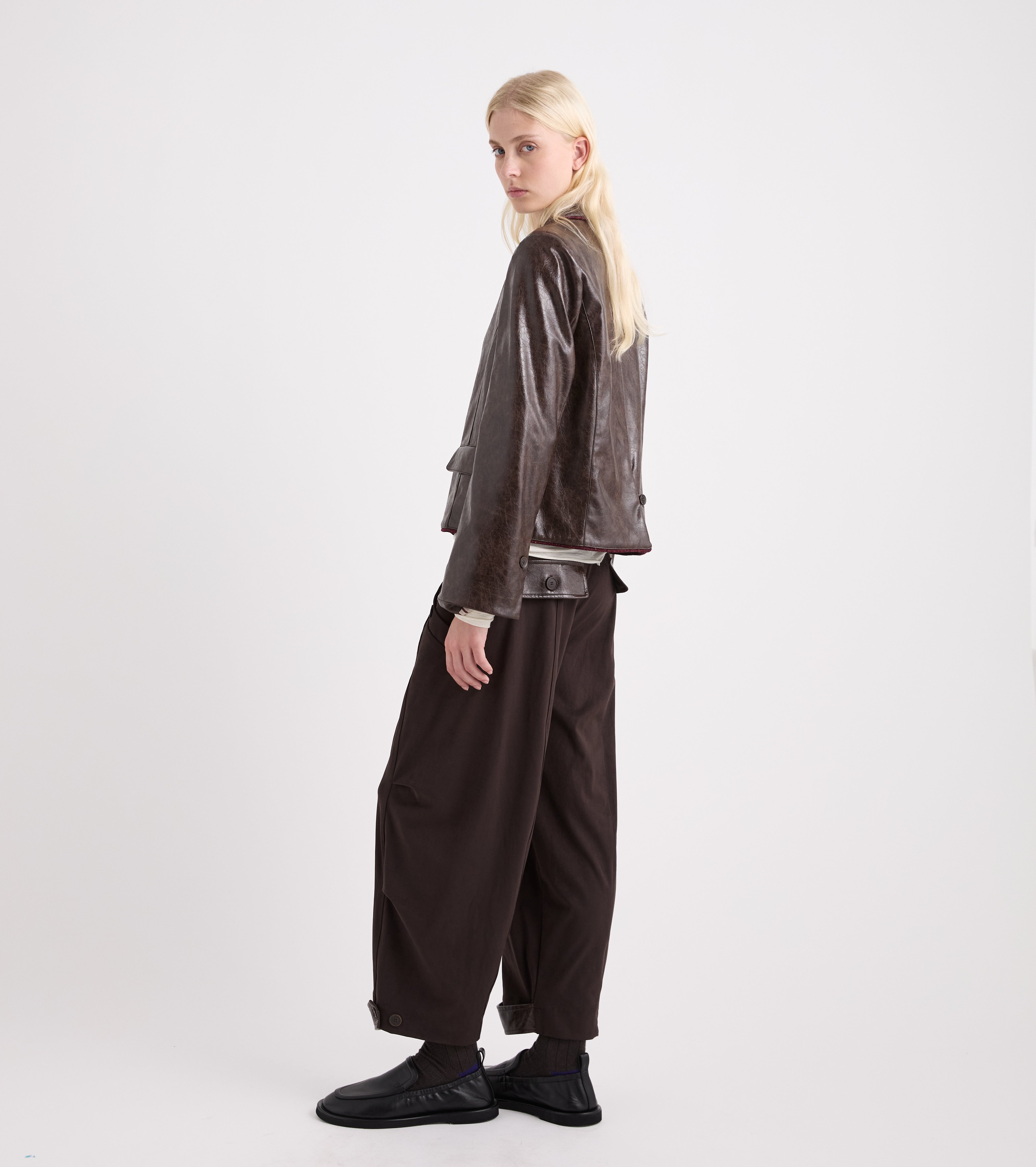 Blazer monopetto in similpelle nero