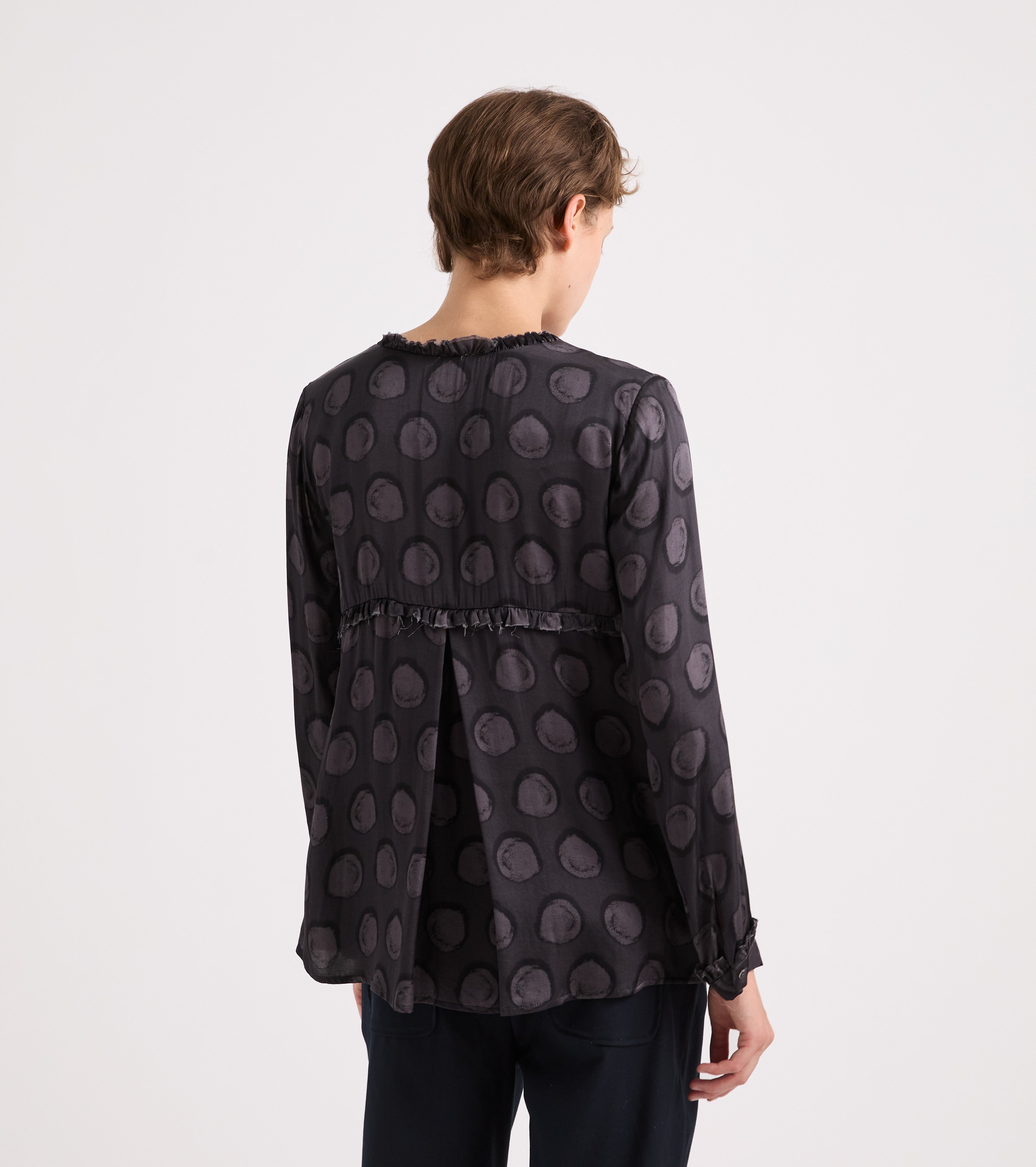 Camicia in viscosa stampata pois lavagna