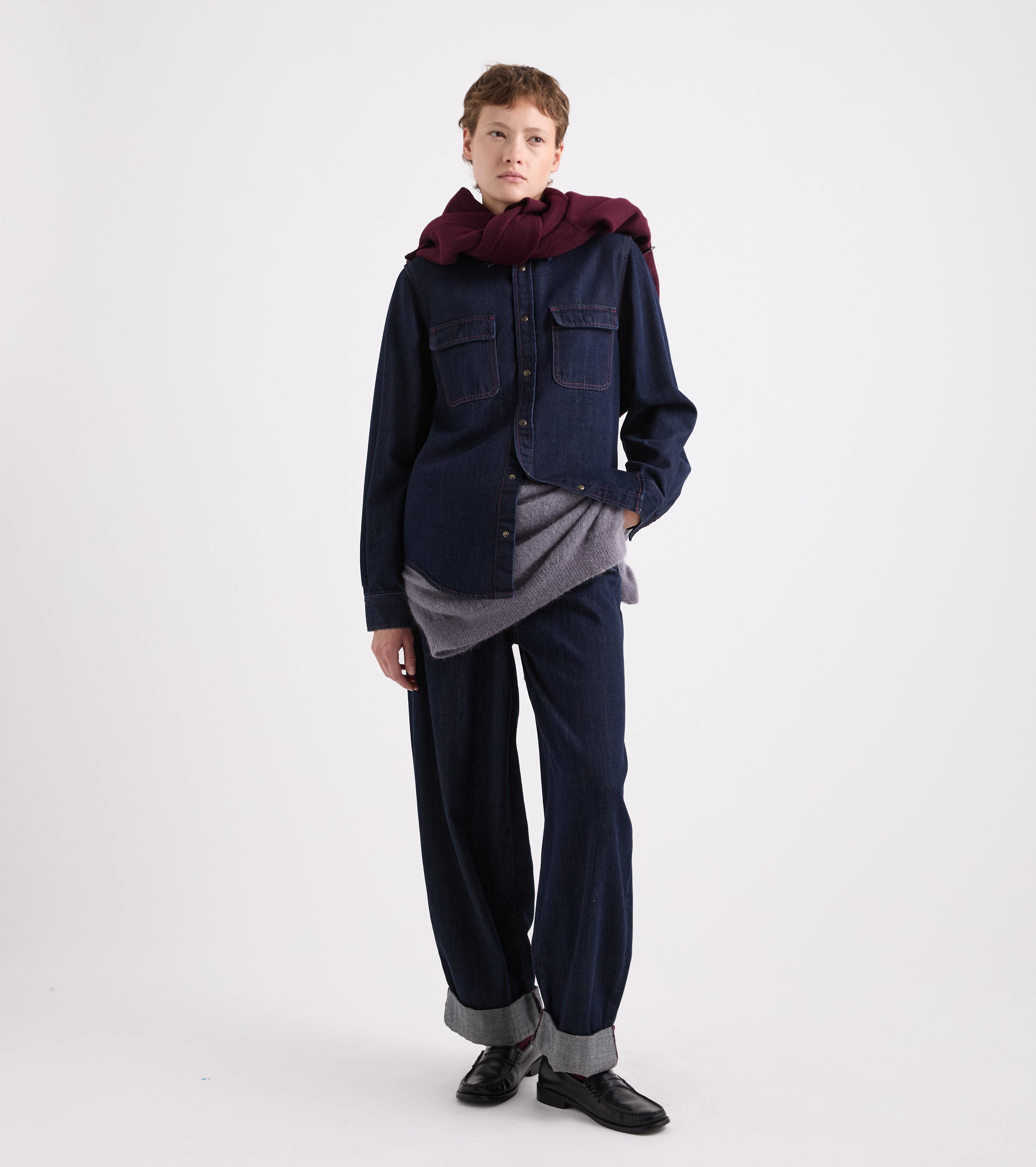 Camicia in denim di cotone nero