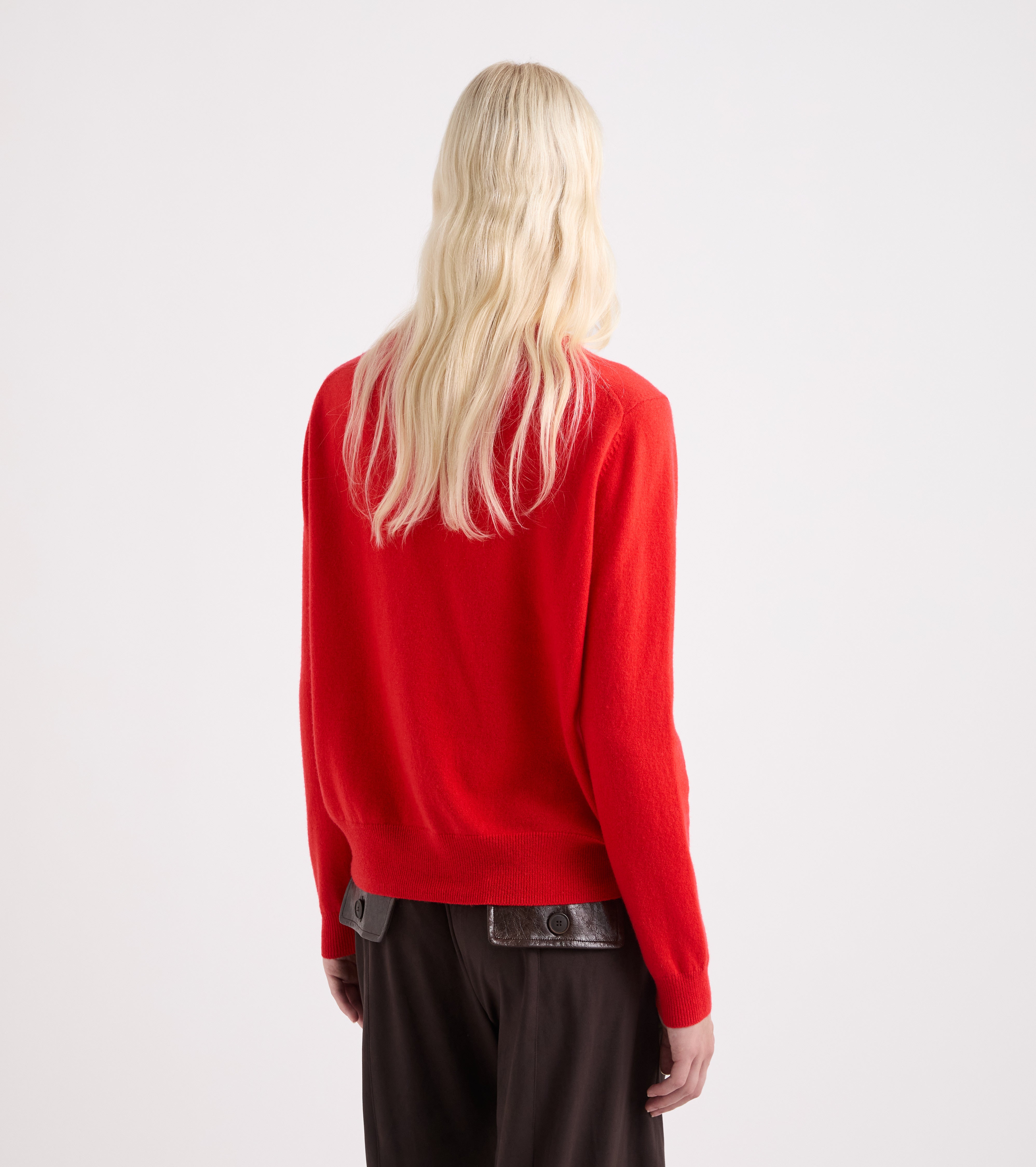 T-shirt med rund hals i uldblanding i farven Bacco