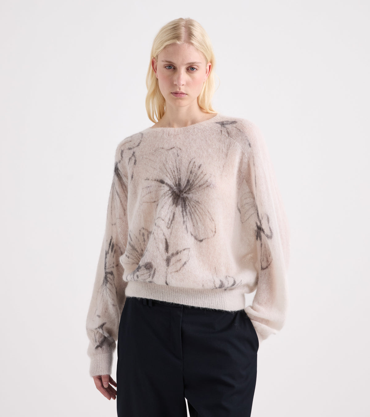 Maglia girocollo con stampa floreale blue