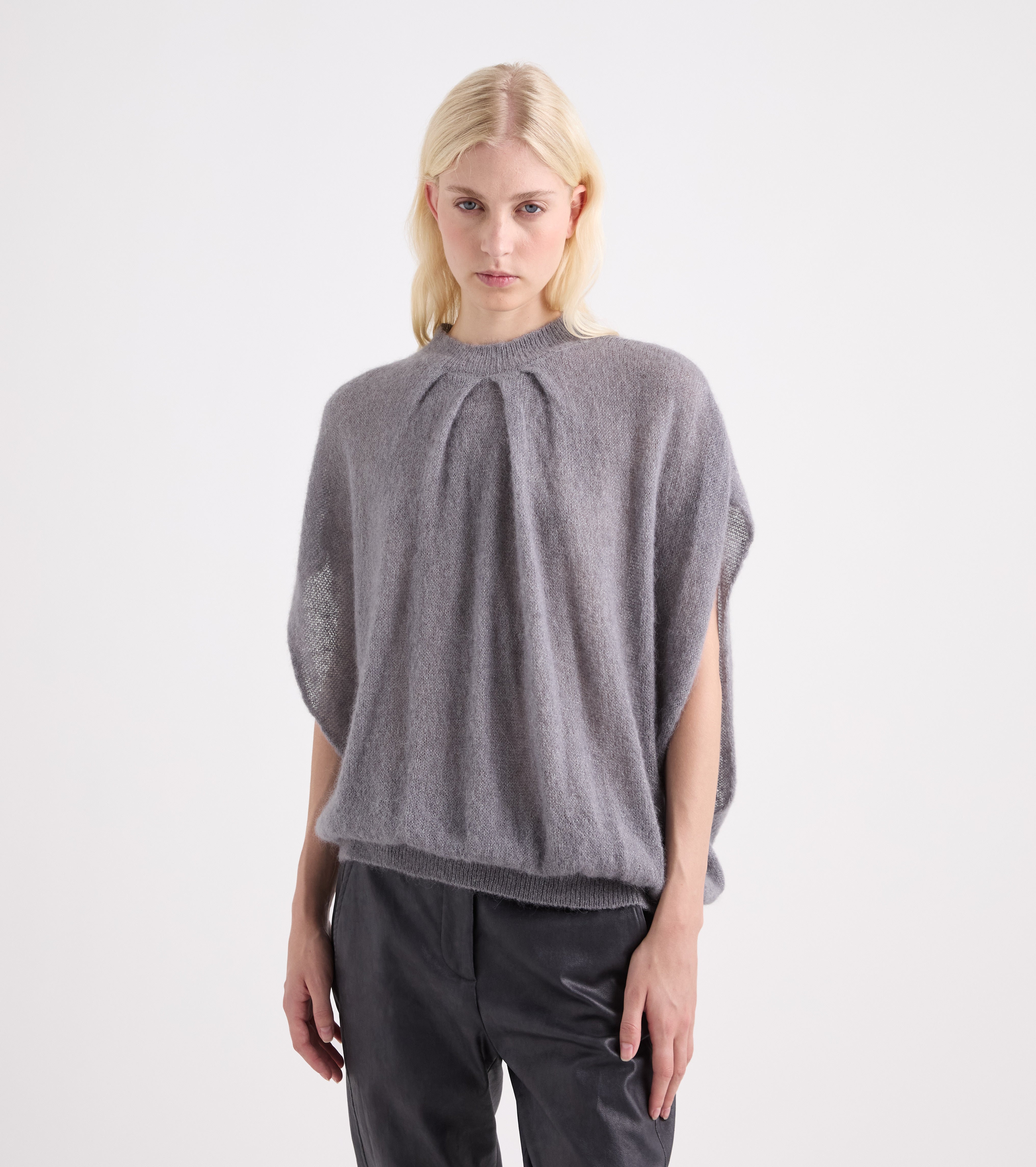 Jersey de mezcla de alpaca y lurex color hierro