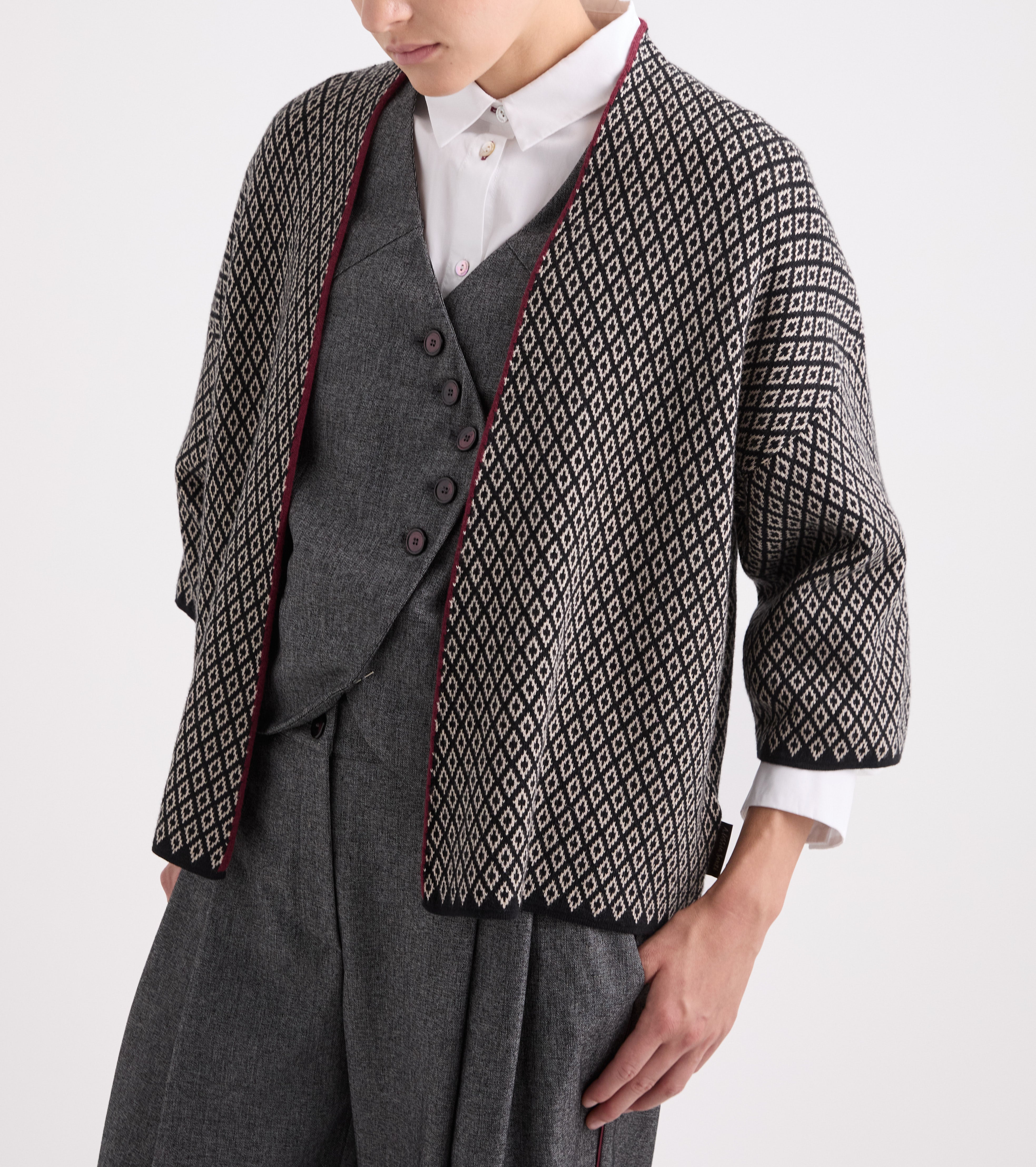 Cardigan in misto lana jacquard verde
