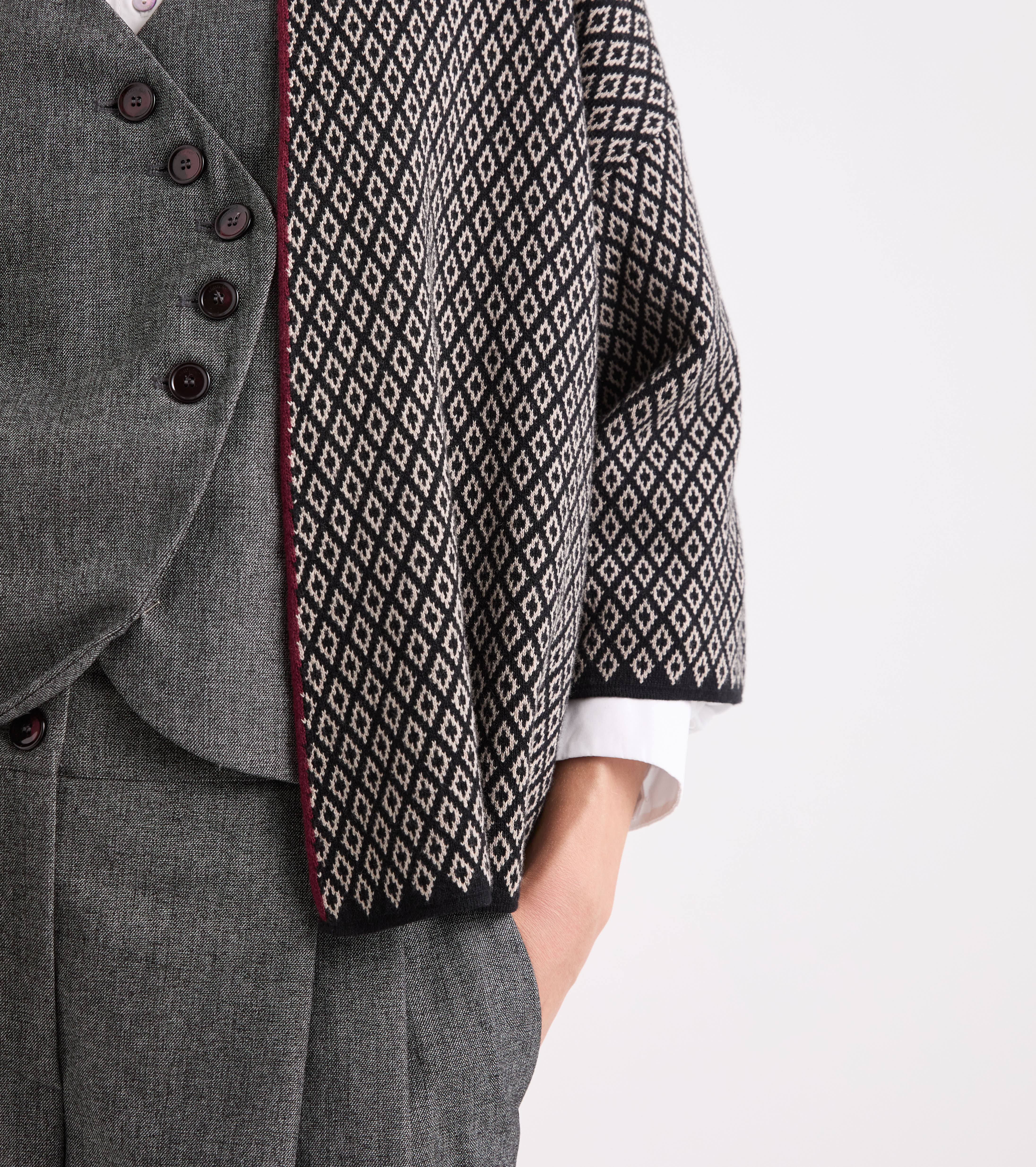 Cardigan in misto lana jacquard verde