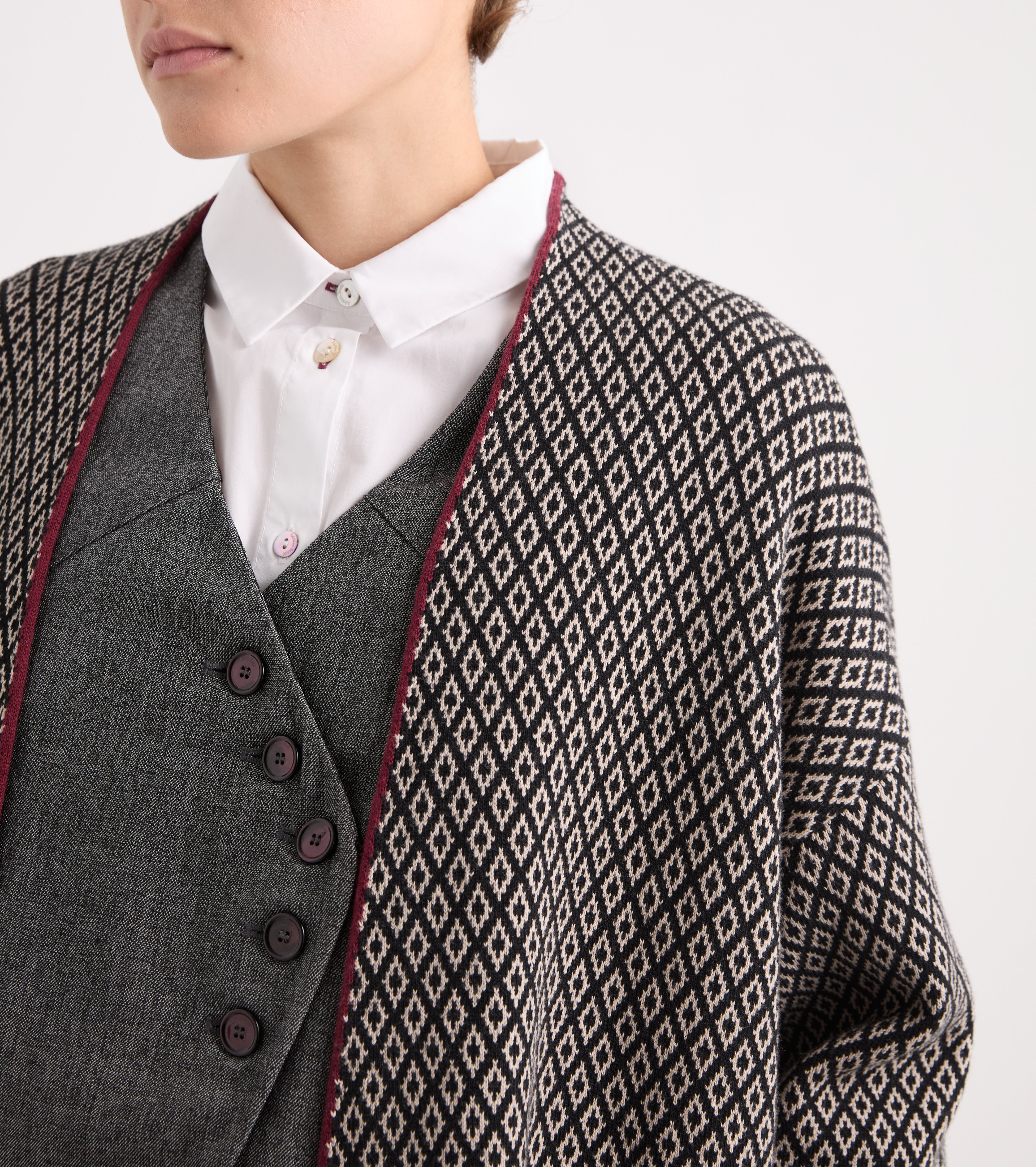 Cardigan in misto lana jacquard verde