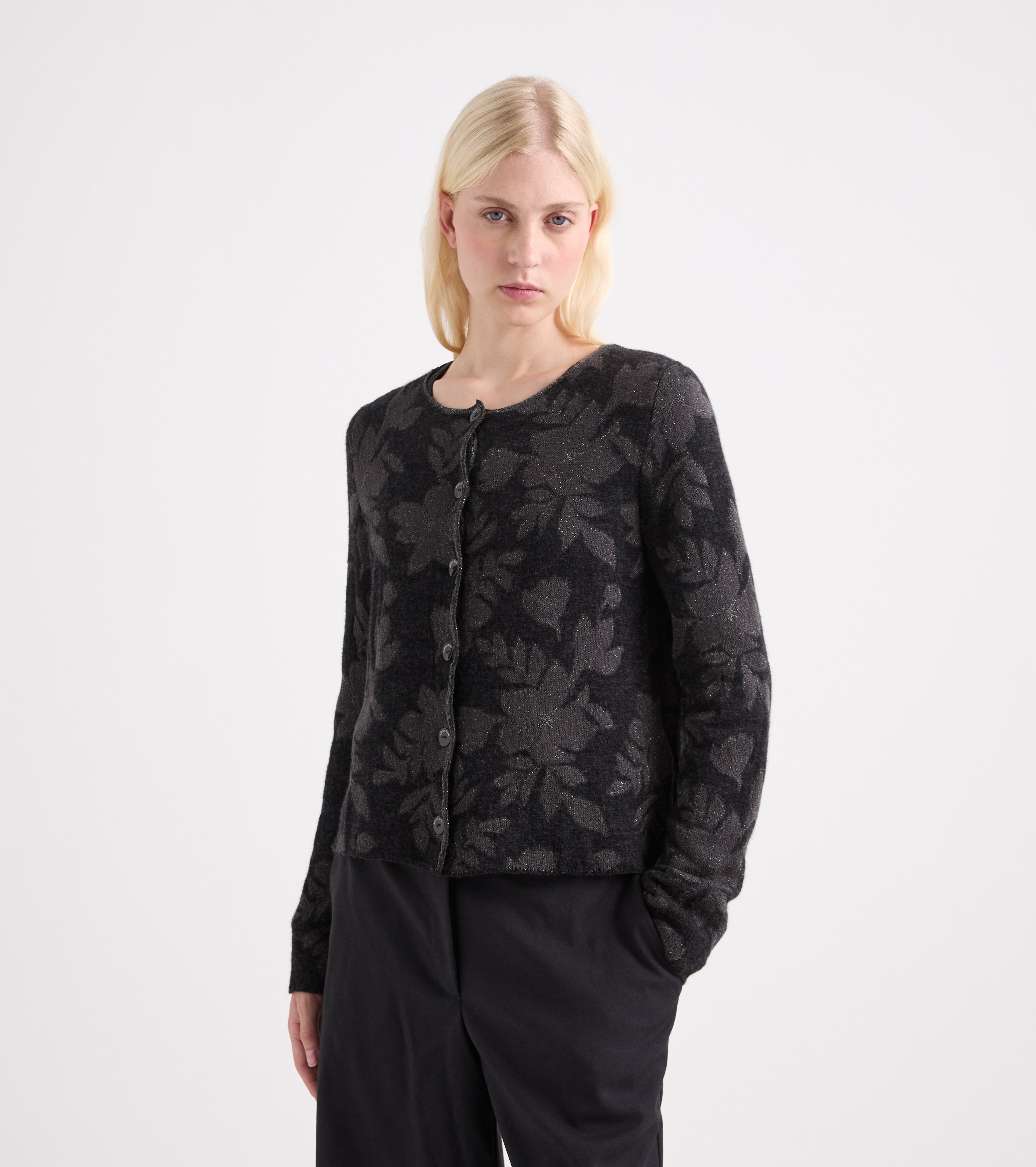Cardigan in filato di misto alpaca verde