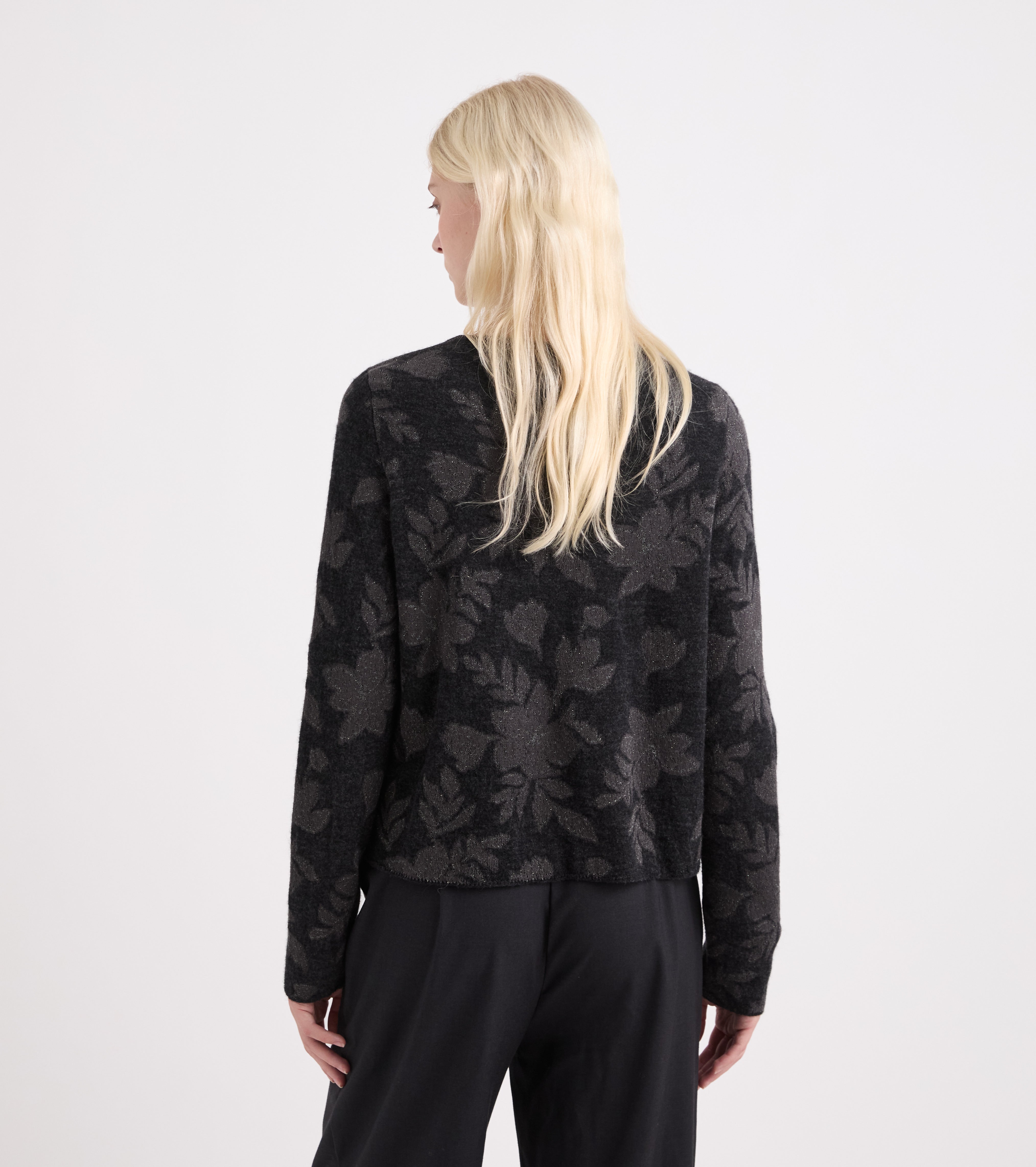 Cardigan i antracitgrå alpaca-blandingsgarn