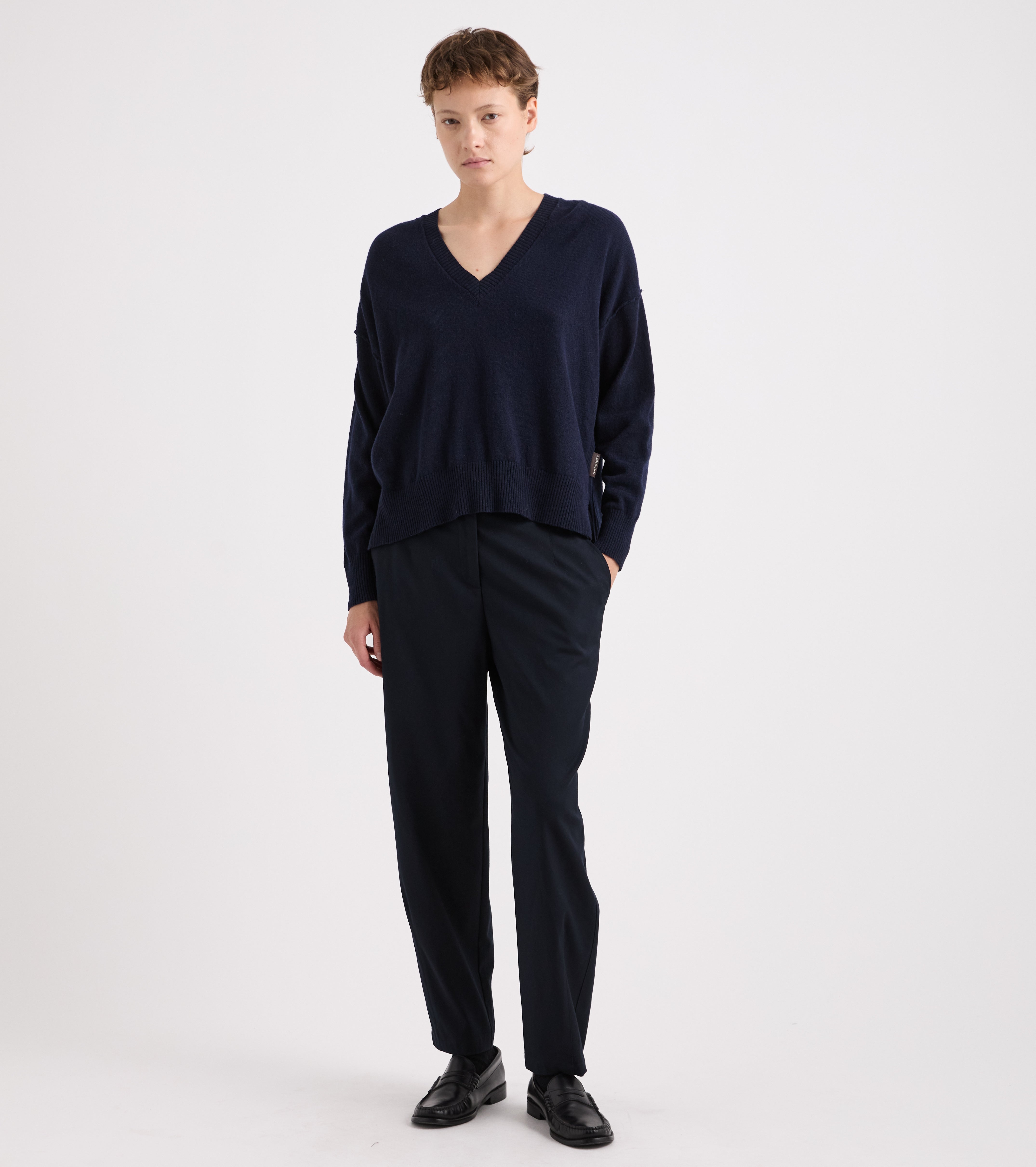 Maglia in misto cashmere con scollo a V verde