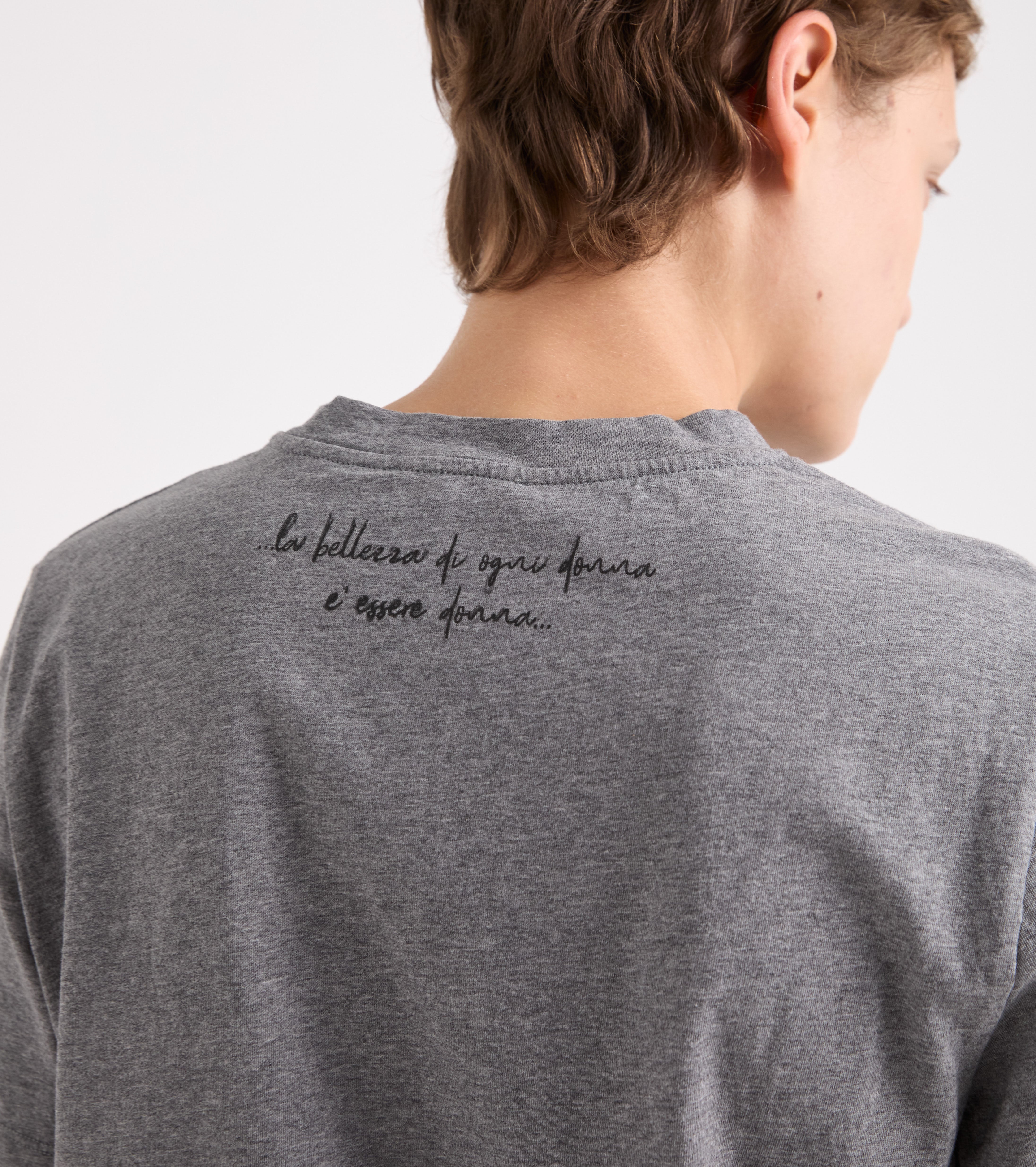 T-shirt med rund hals i grå meleret jersey