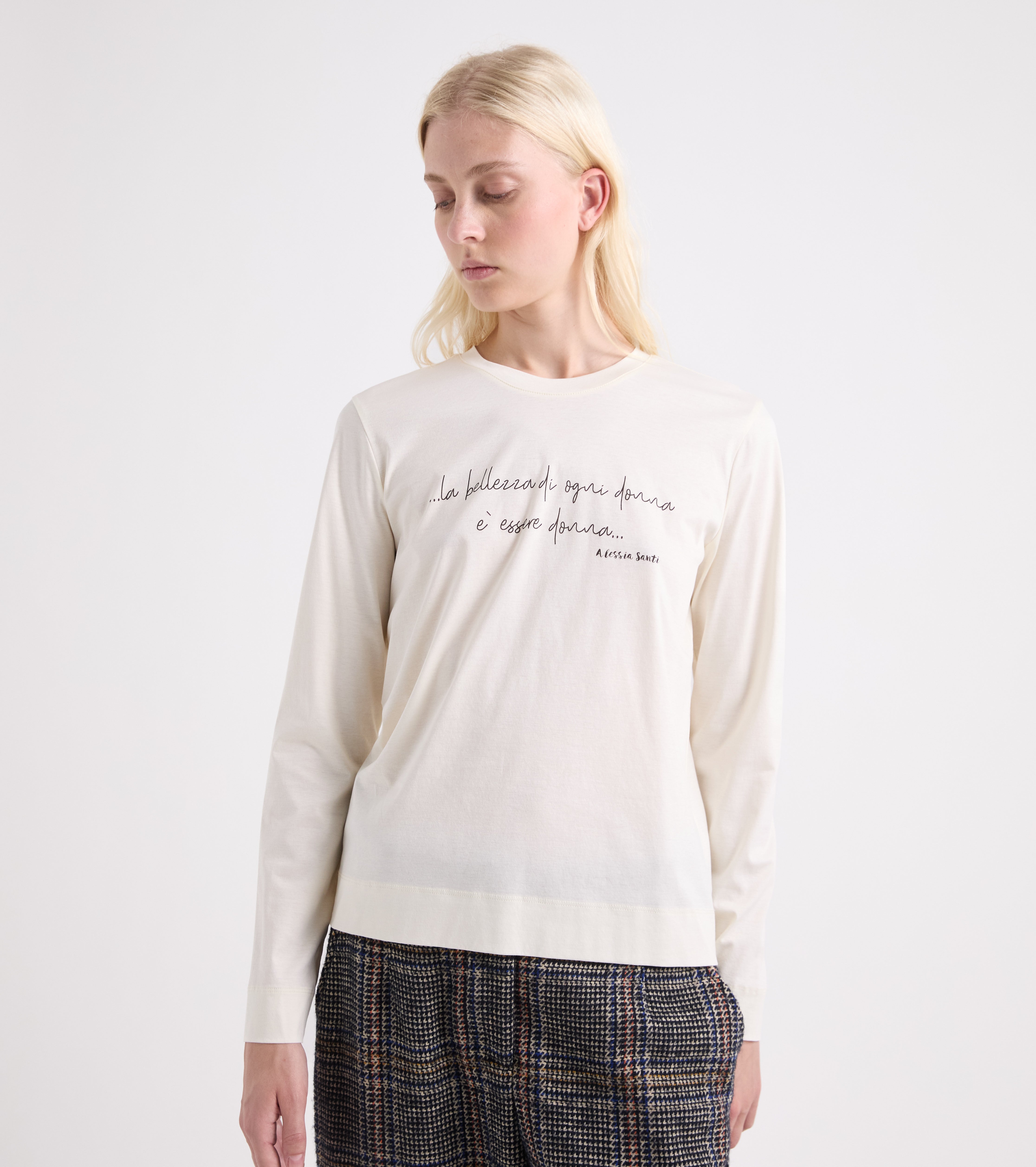 T-shirt girocollo in cotone papiro