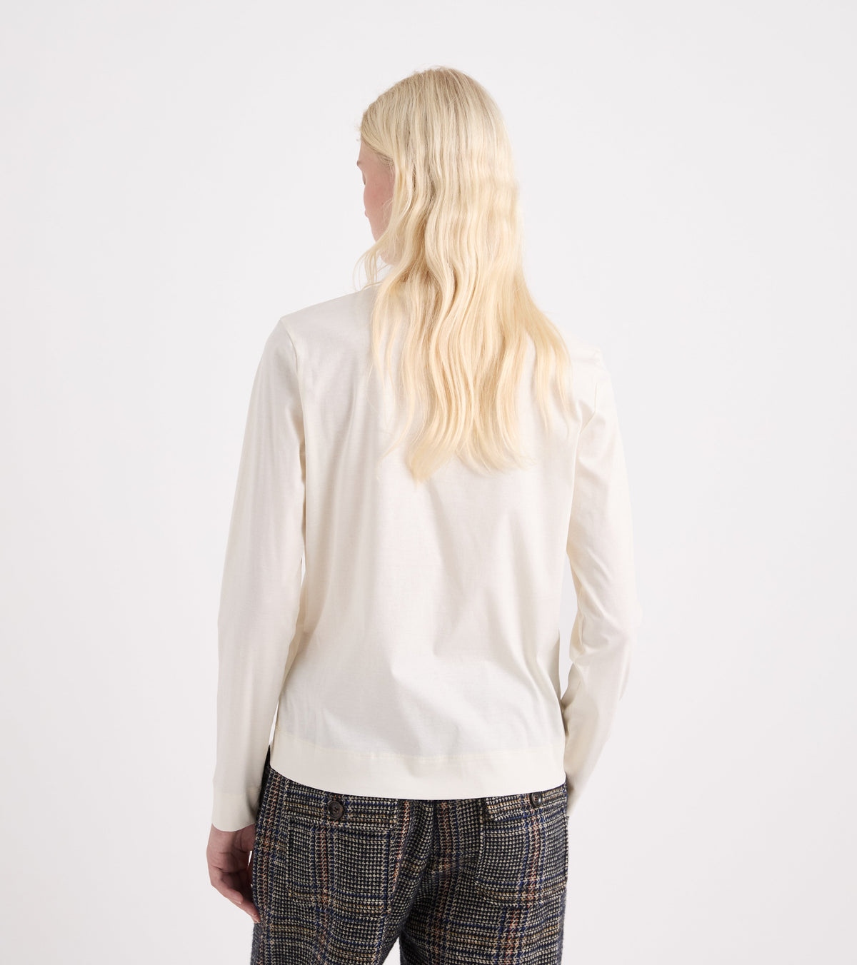 Crew-neck T-shirt in papyrus cotton