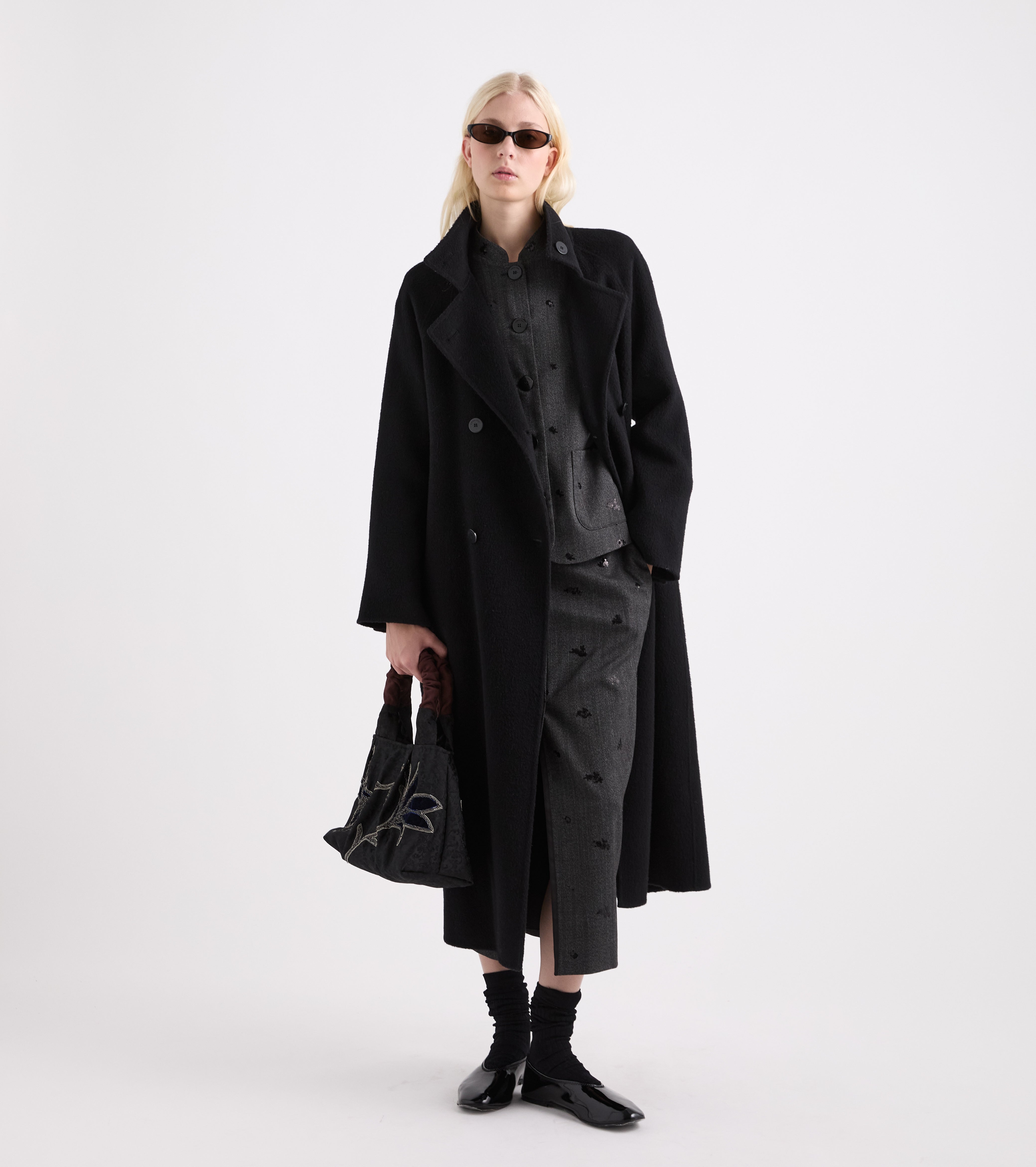 Gonna stretch con spacco e tasche check