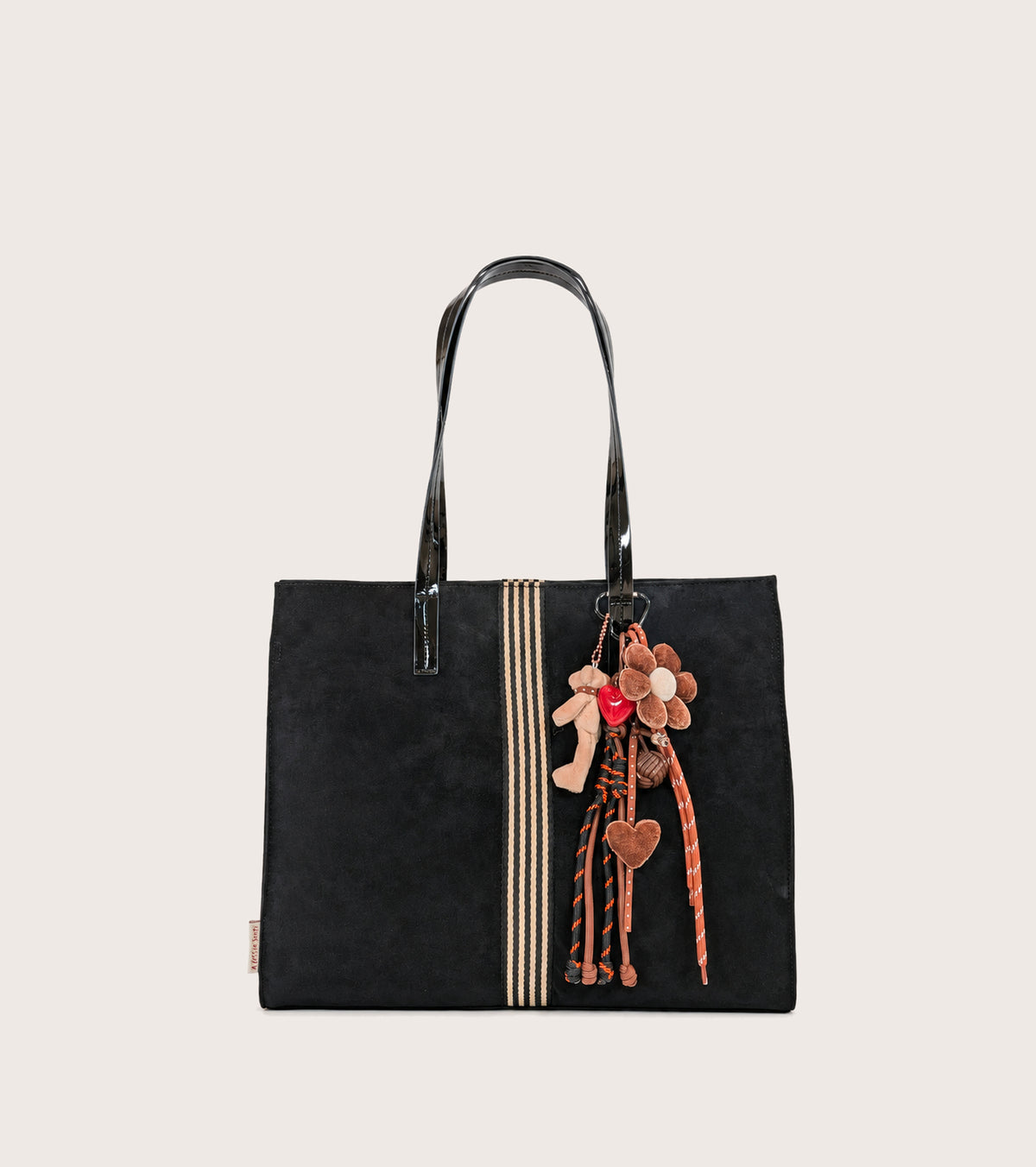 Borsa shopping in ecopelle scamosciata nero diamante