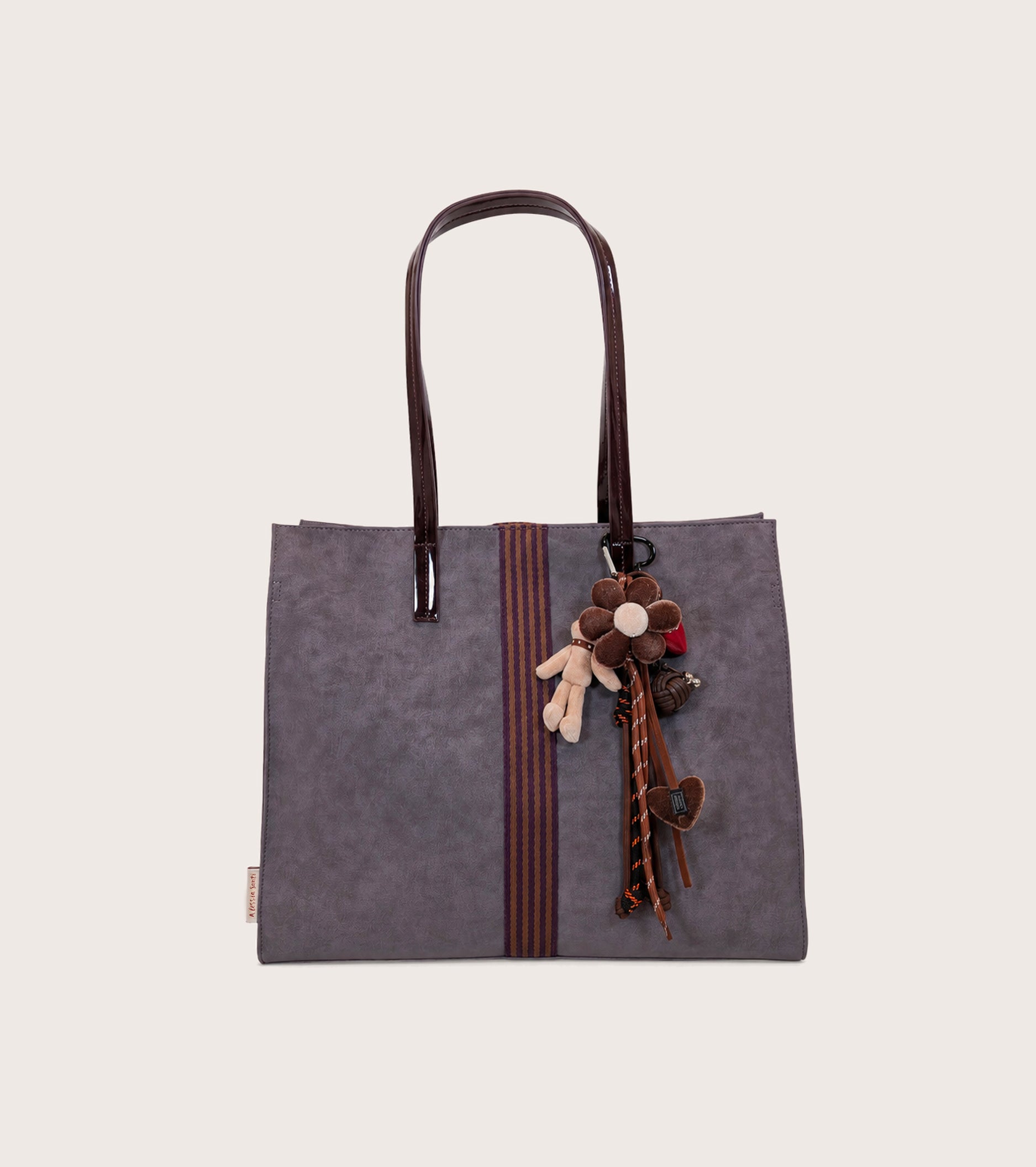 Purple faux suede shopping bag