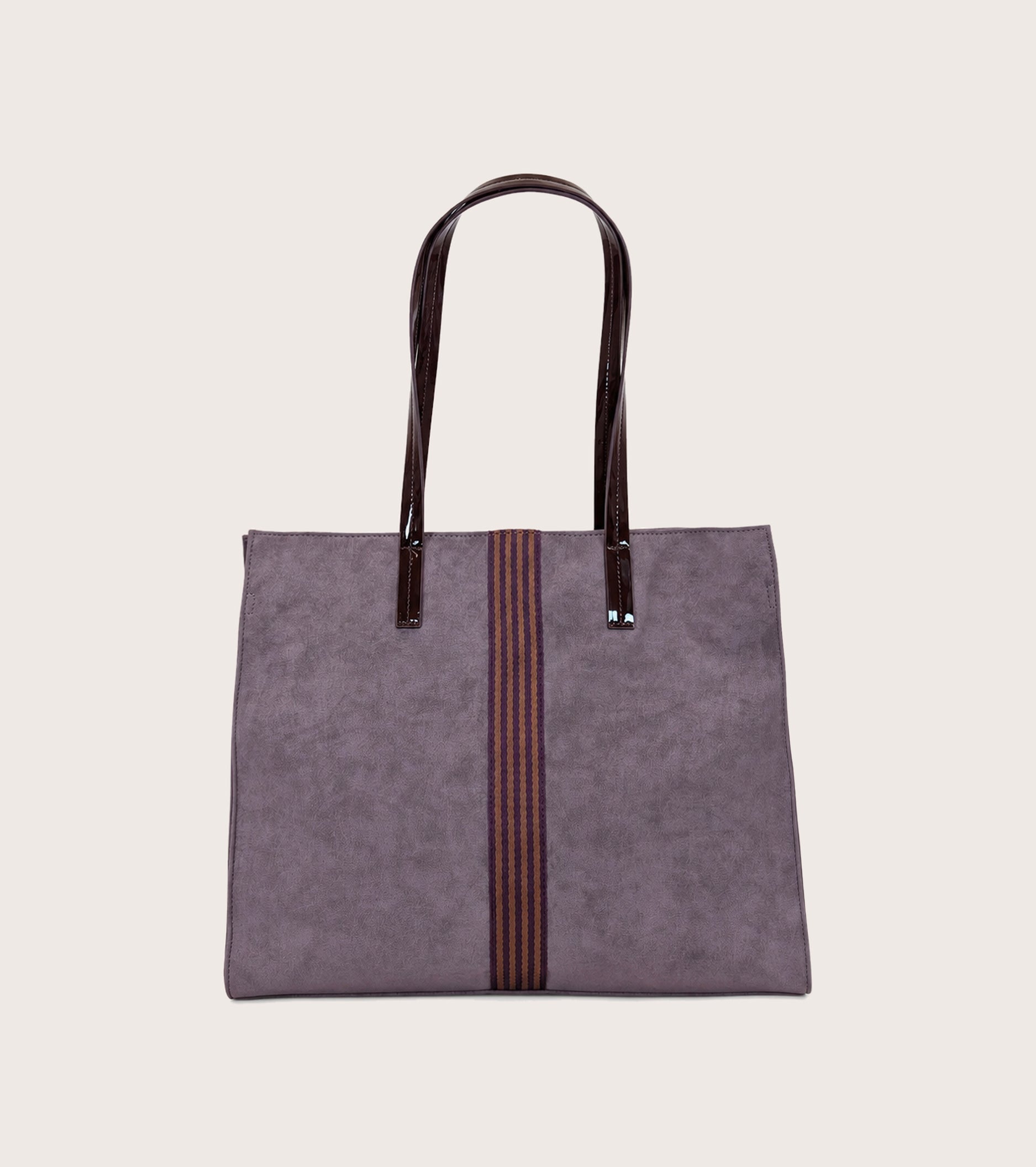 Purple faux suede shopping bag