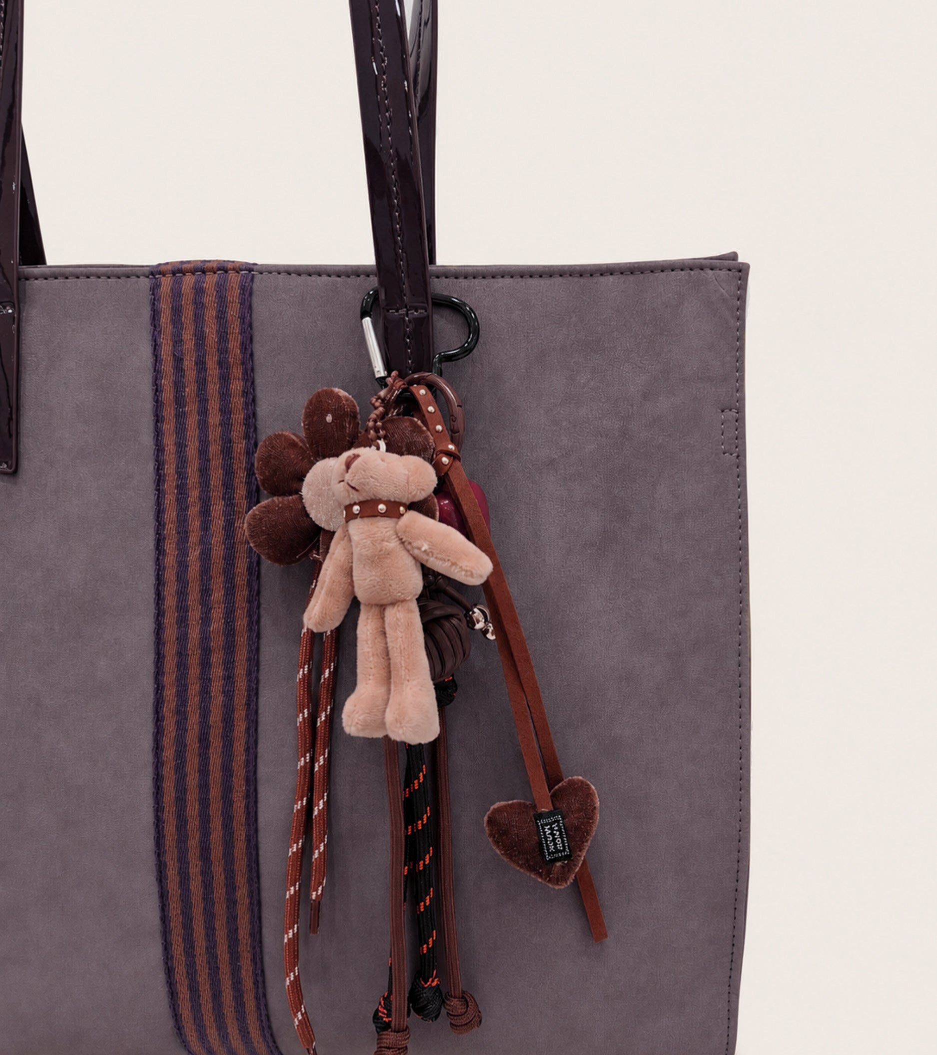 Purple faux suede shopping bag