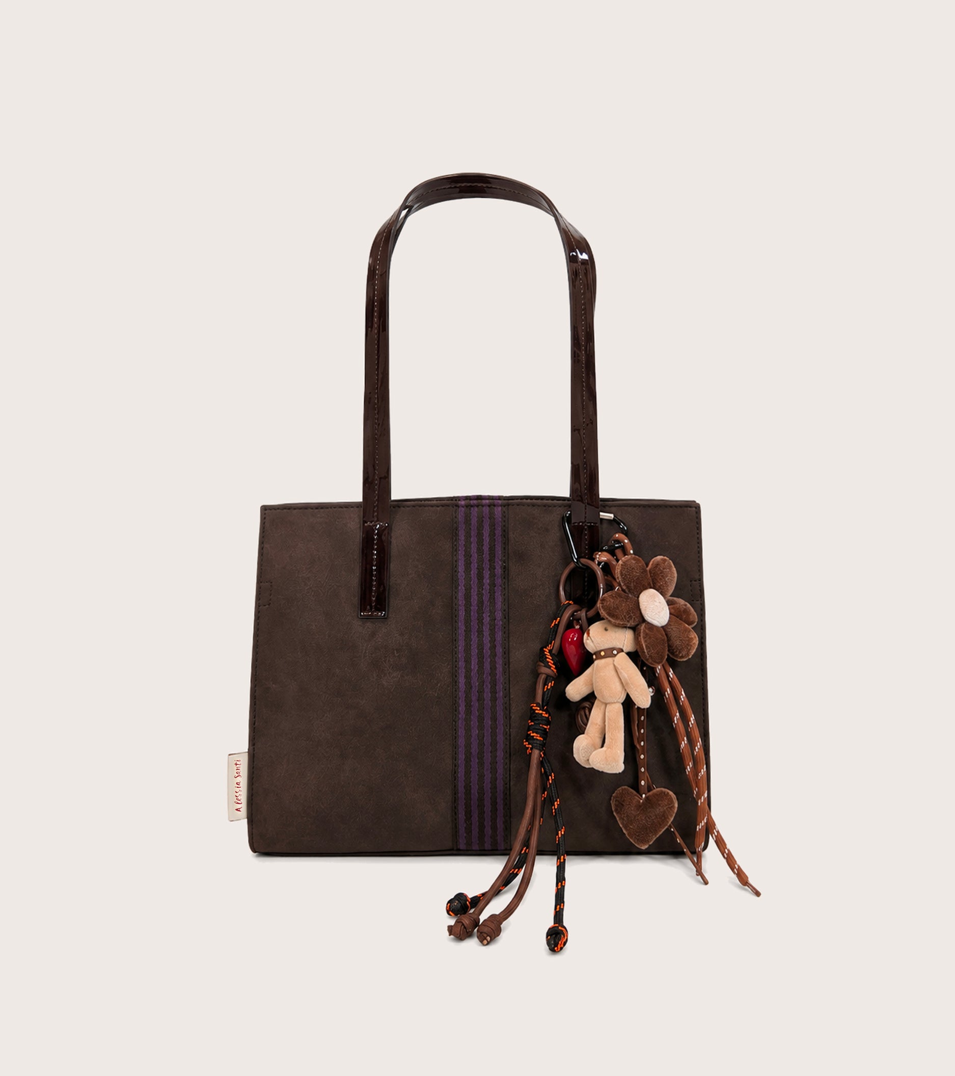 Borsa shopping scamosciata con charm bistro