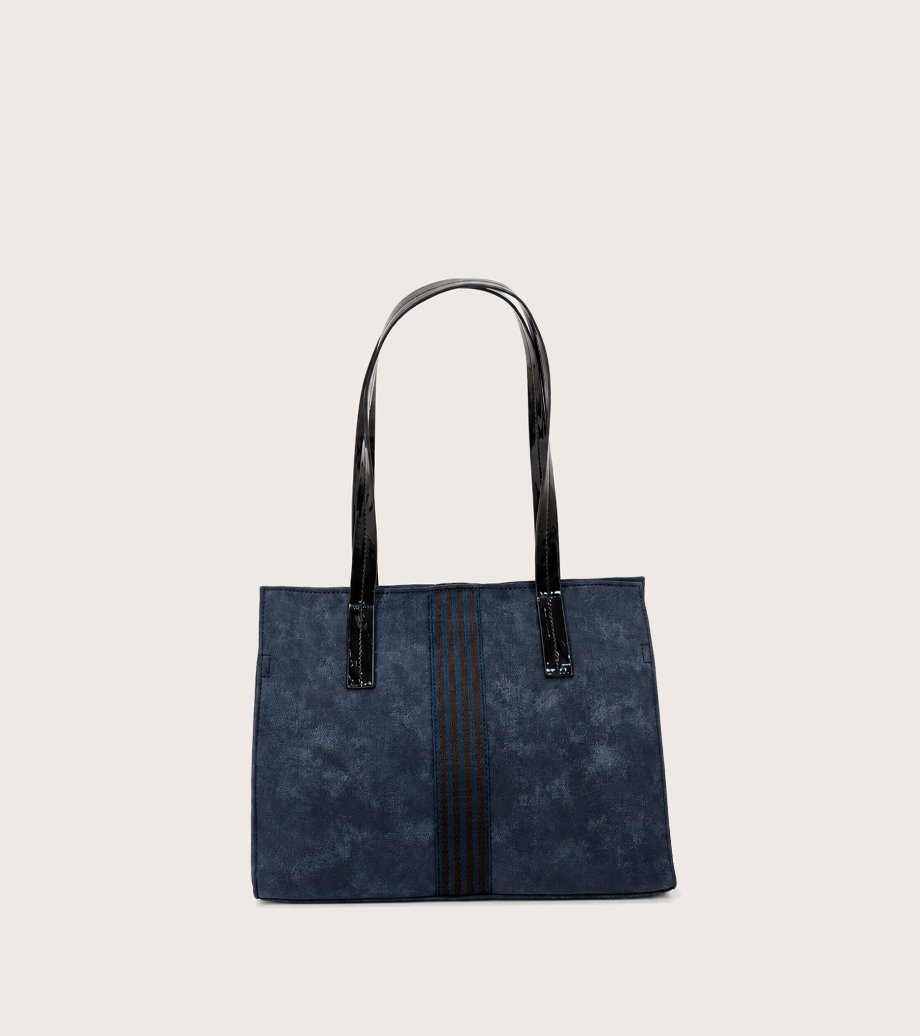 Borsa shopping scamosciata con charm mezzanotte