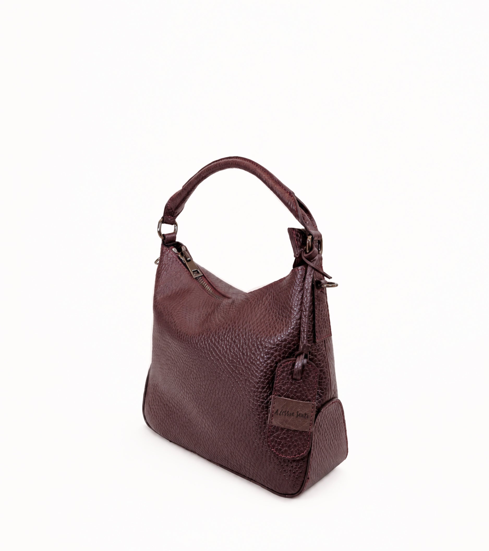 Bolso hobo con colgante en color ciruela