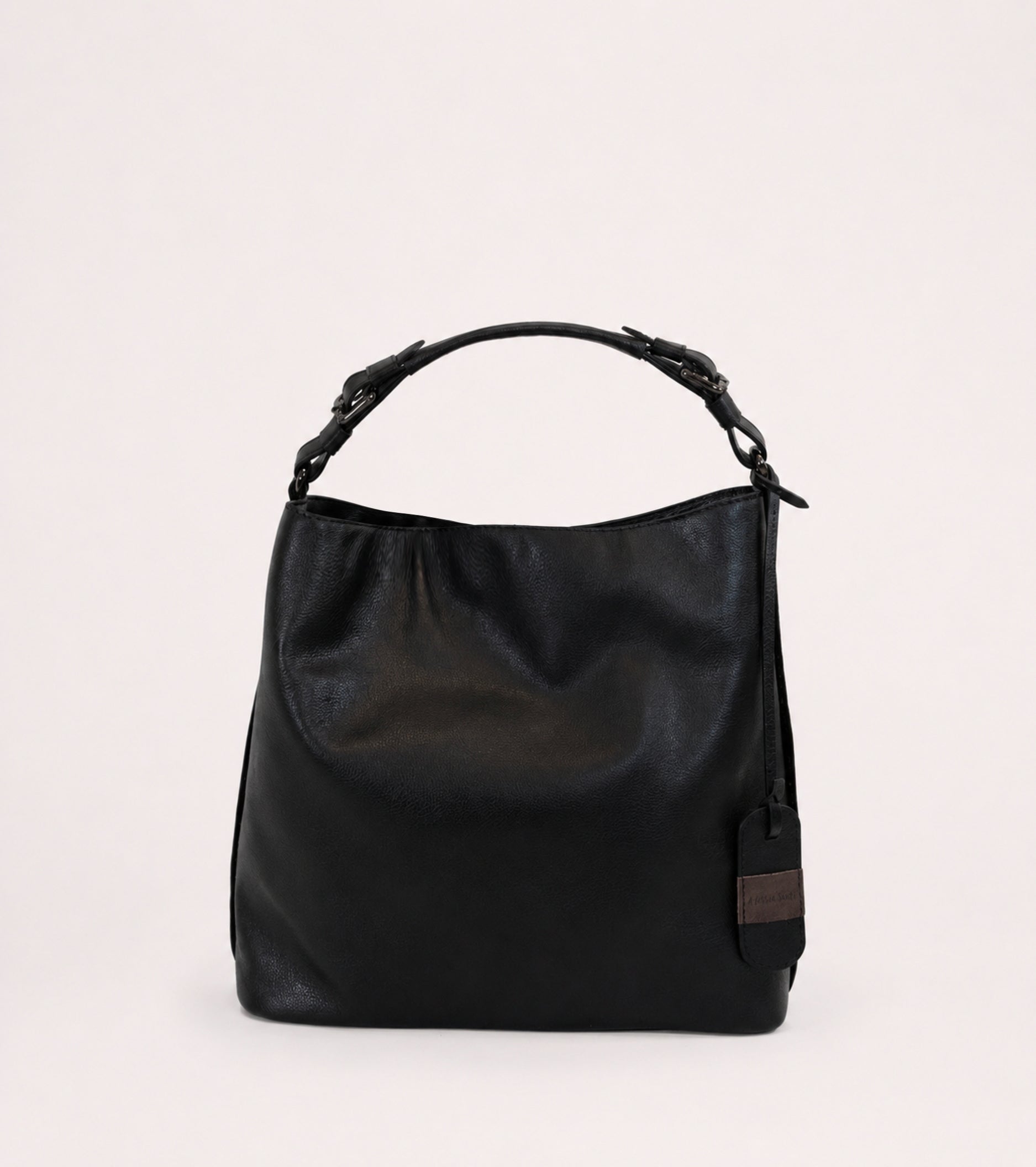 Borsa a secchiello con charm nero diamante
