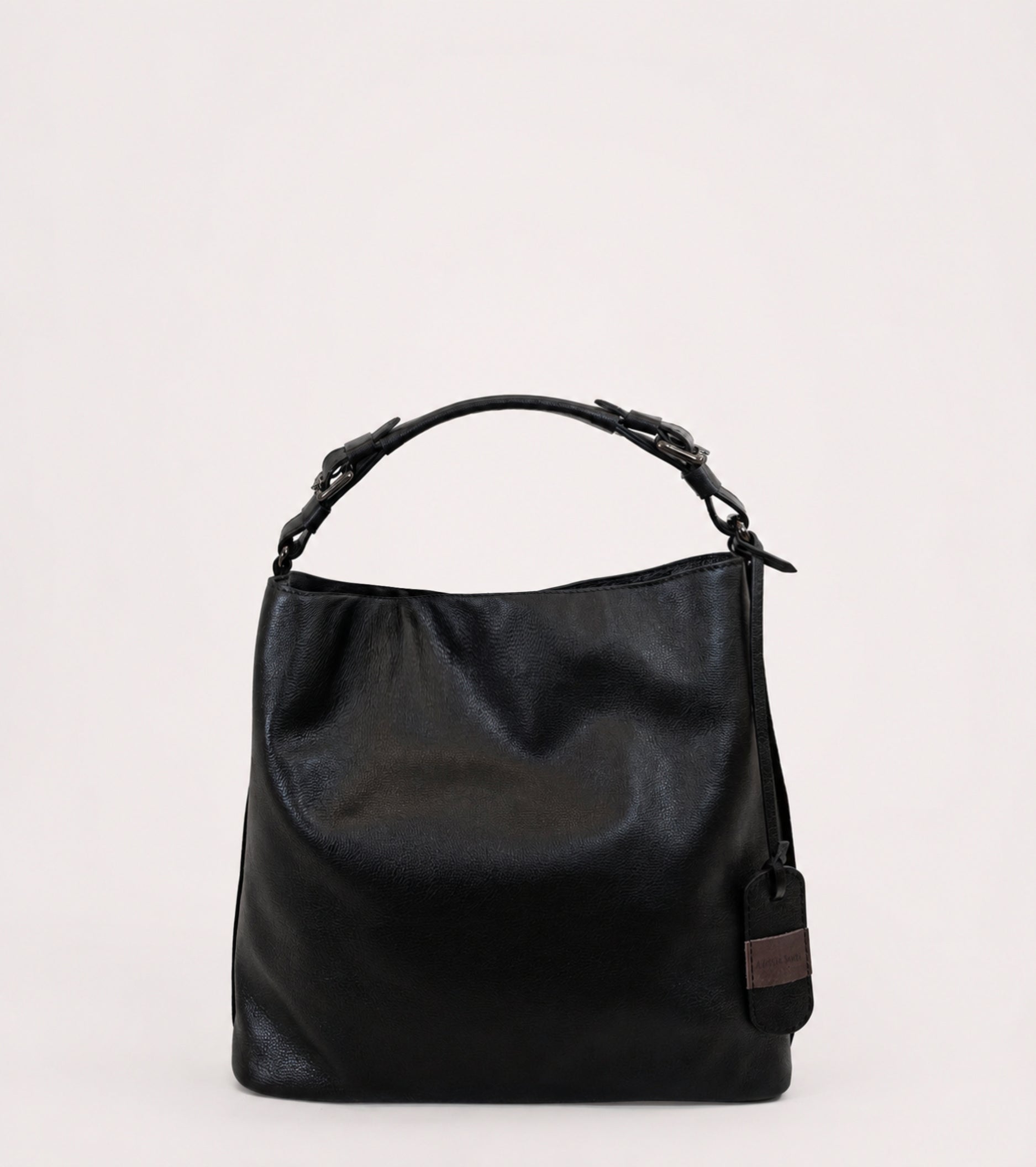 Borsa a secchiello con charm nero diamante