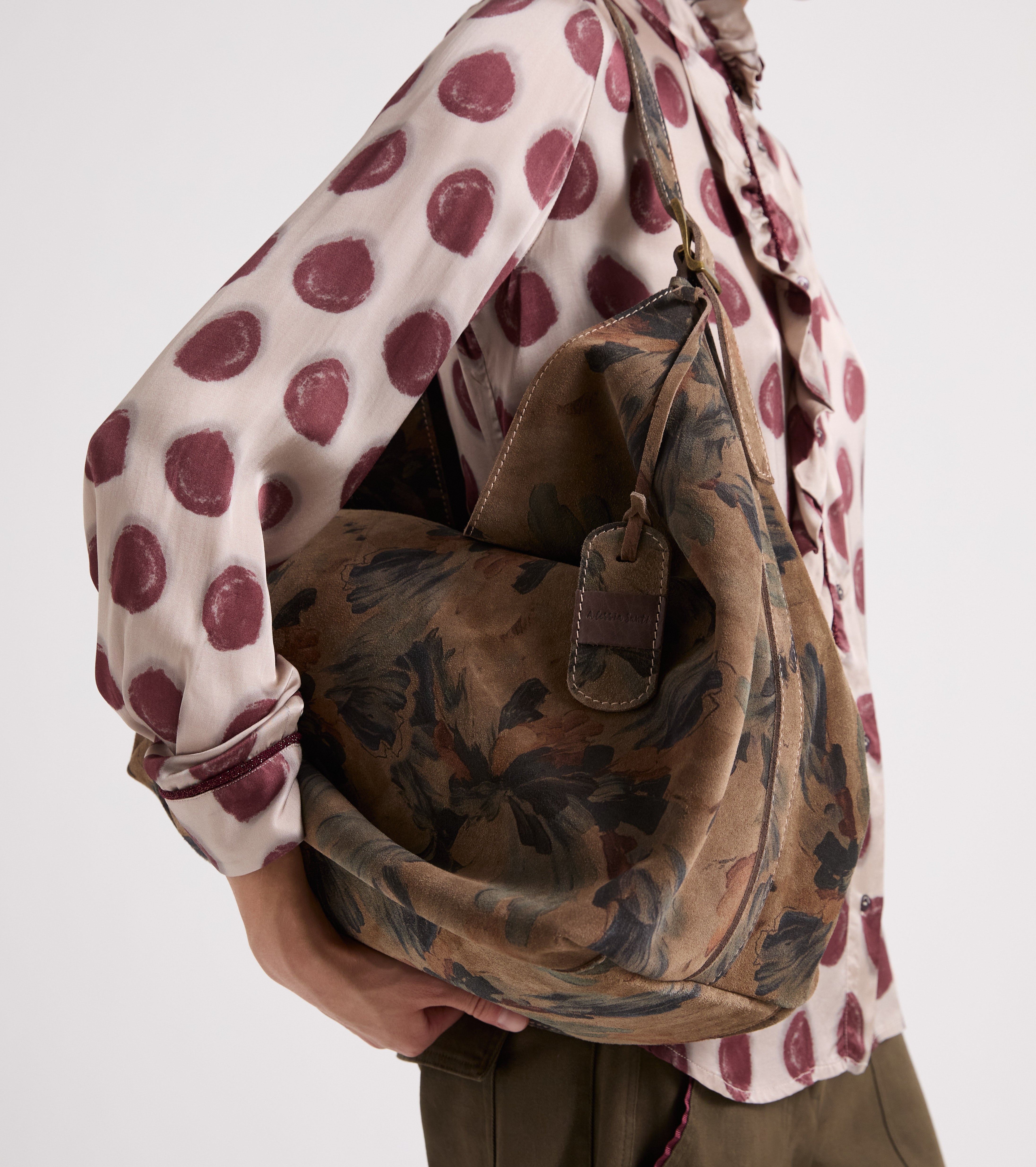 Borsa a spalla con stampa floreale stampa multicolor