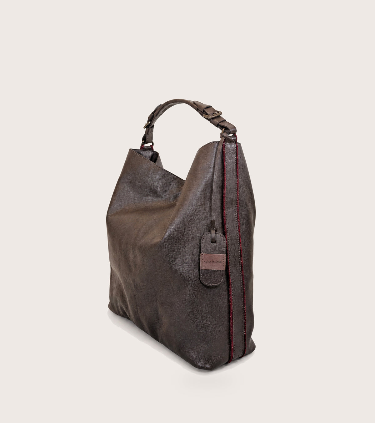 Borsa a secchiello con manico e charm ebano