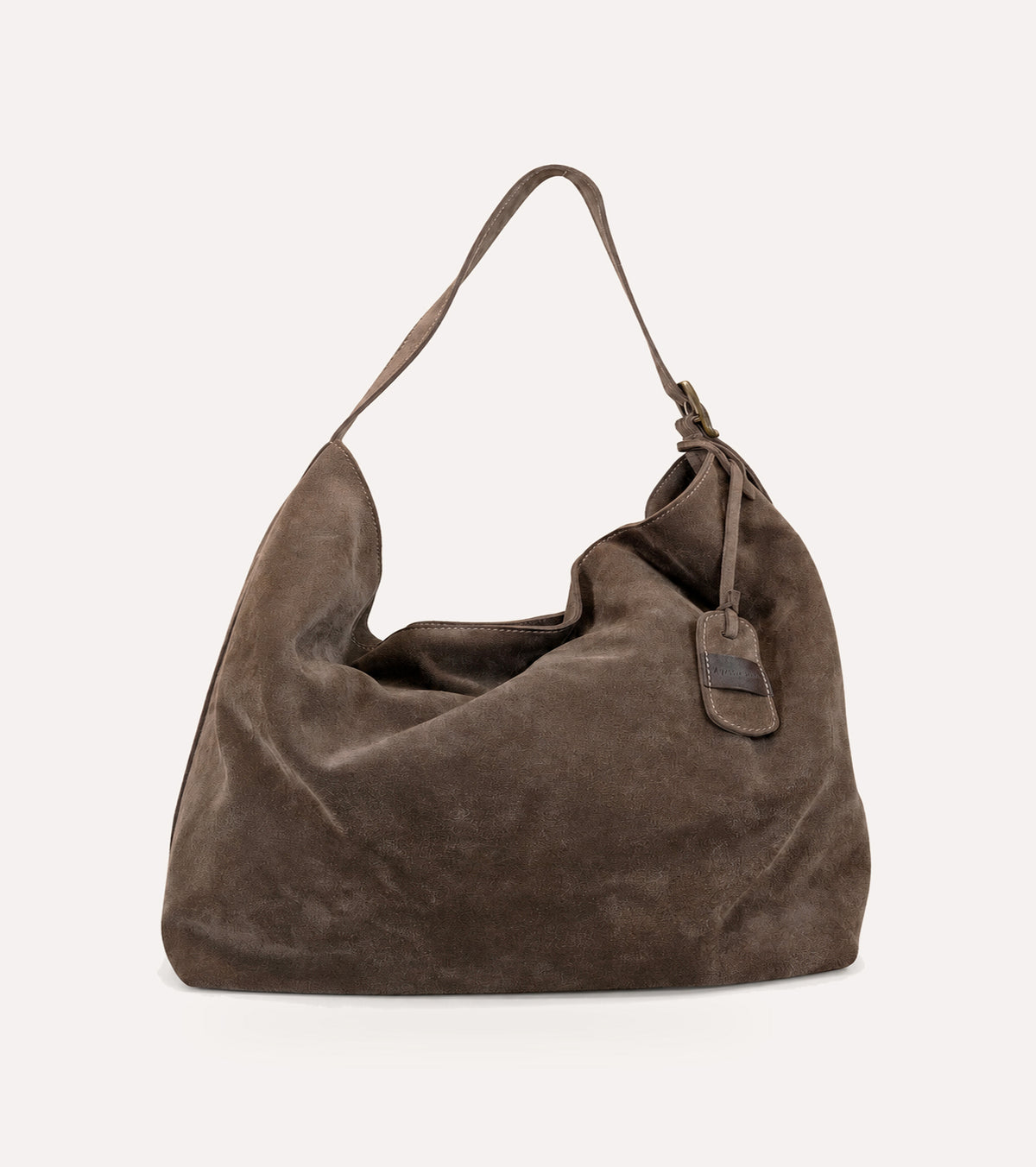 Borsa a spalla in suede con charm castoro
