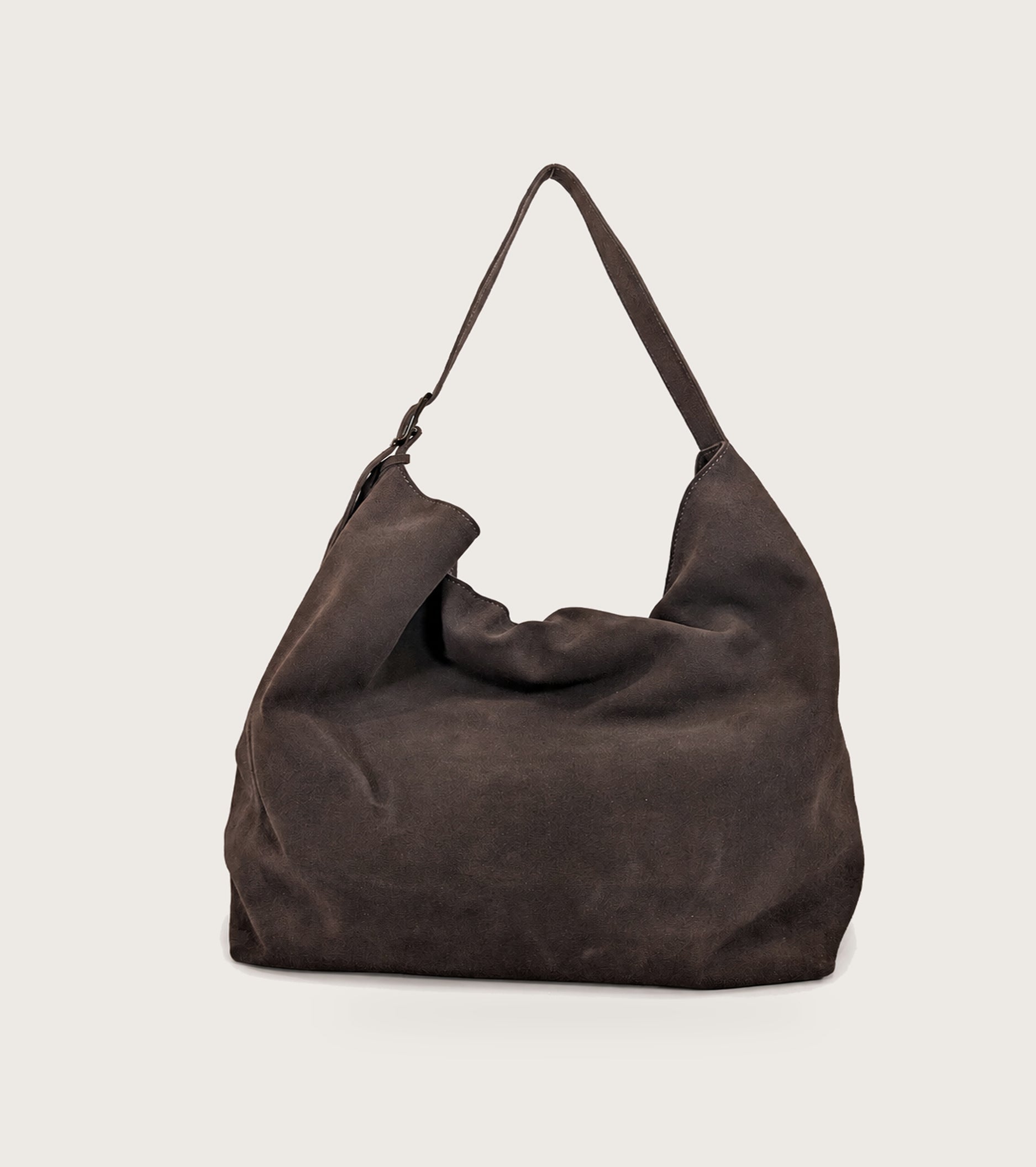 Suede shoulder bag with ebony charm