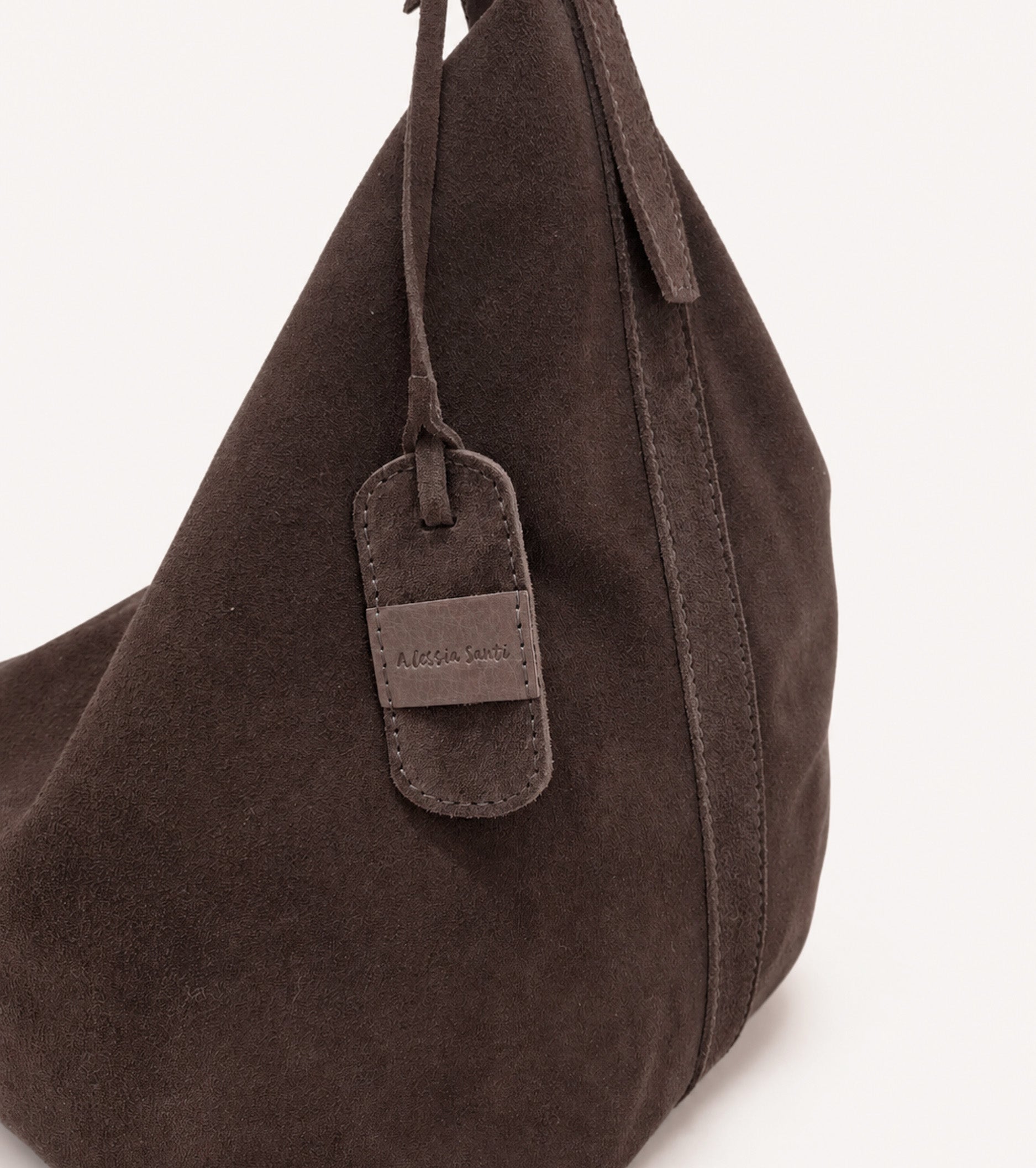 Suede shoulder bag with ebony charm