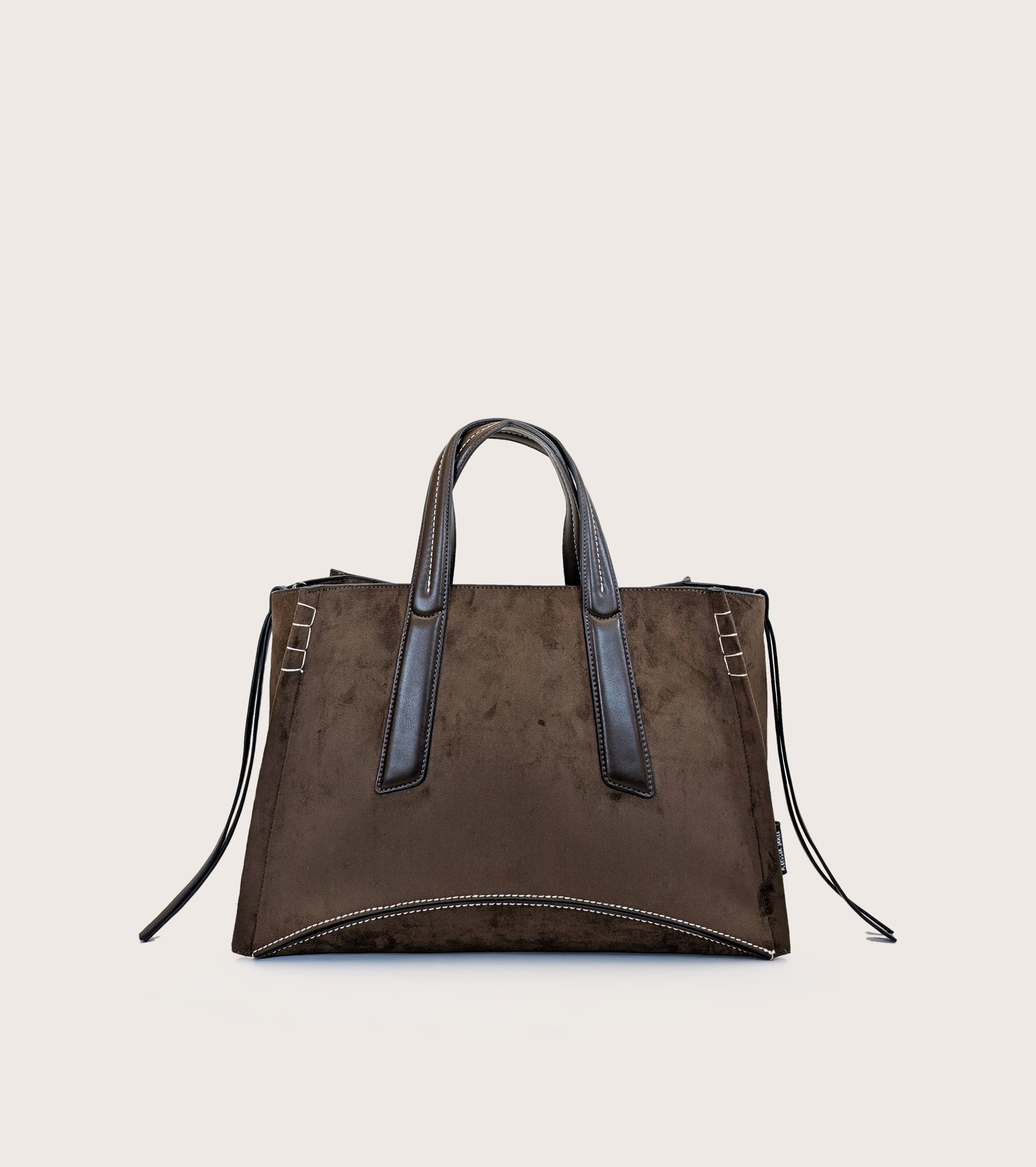 Borsa shopping in ecopelle scamosciata ebano