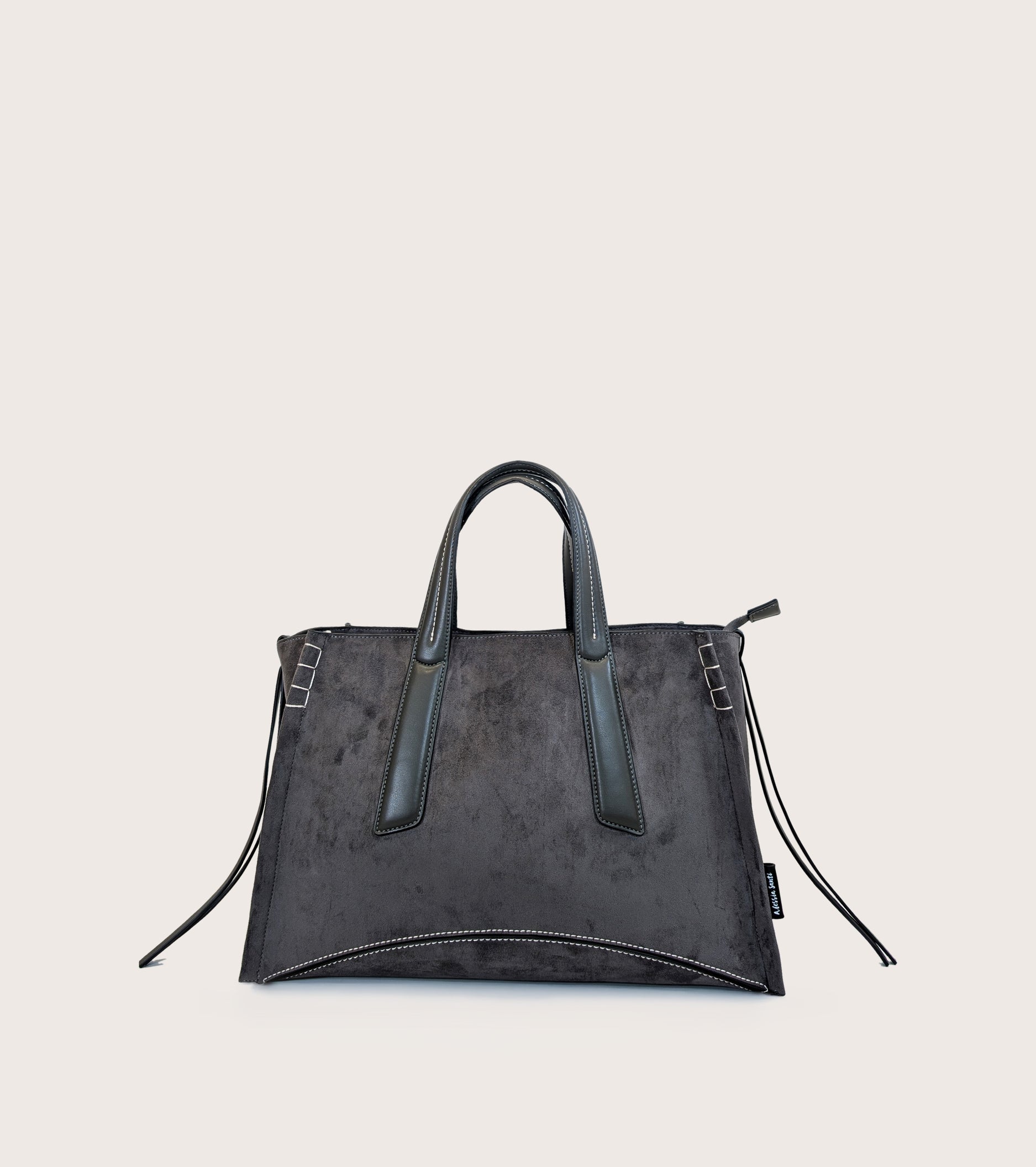 Shoppingtaske i imiteret ruskind i farven »lavagna«
