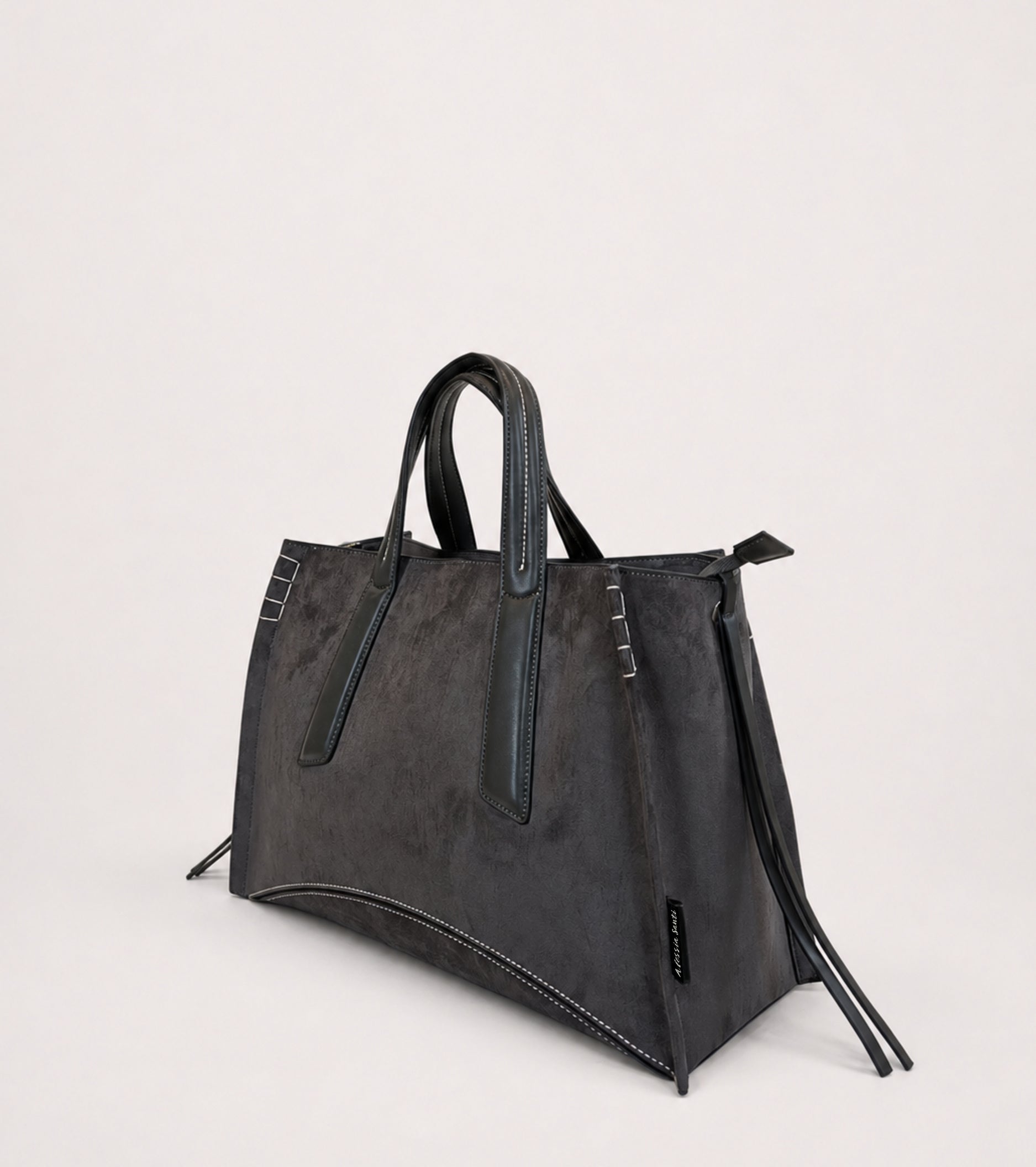 Borsa shopping in ecopelle scamosciata lavagna
