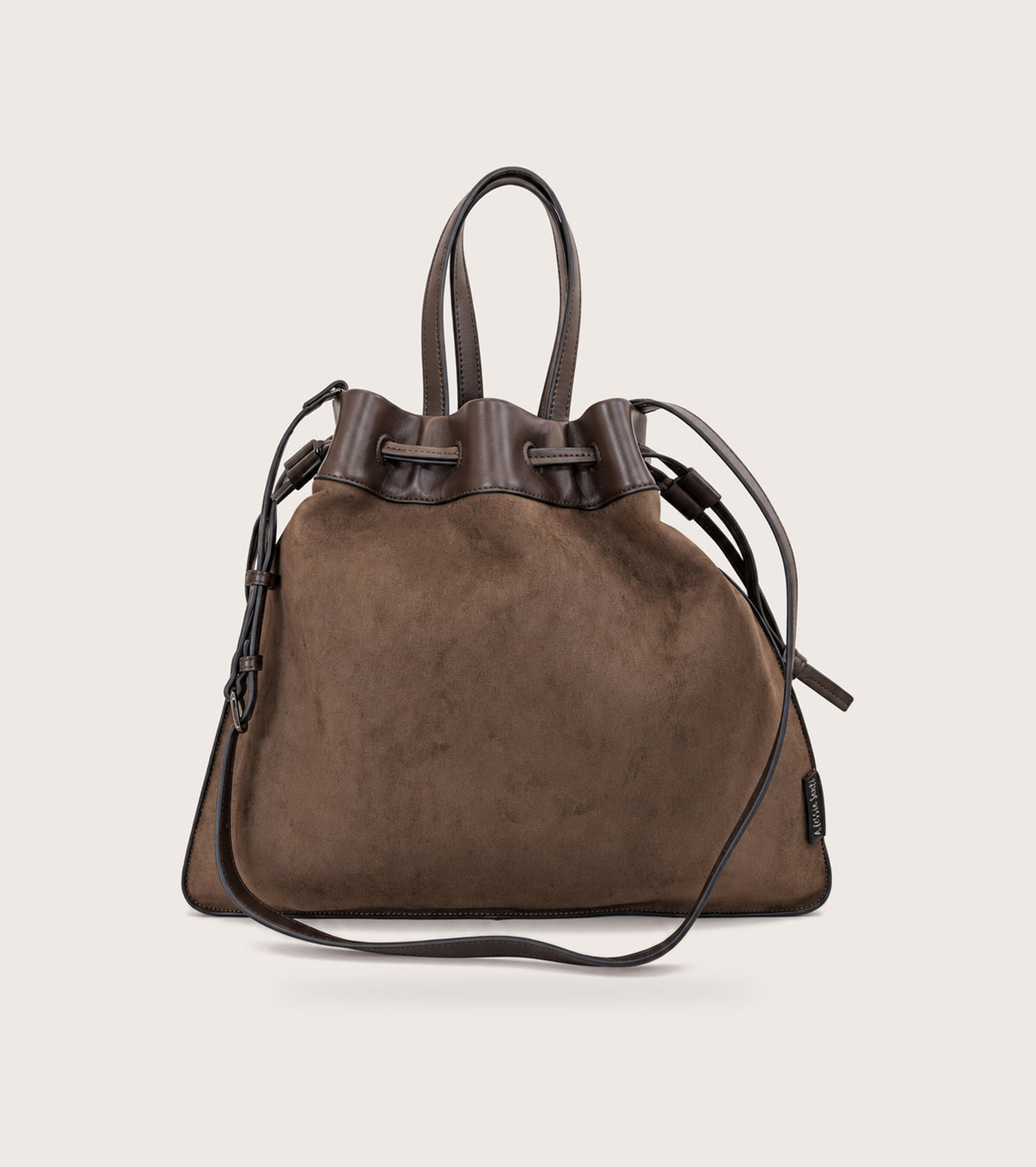 Borsa a mano in ecopelle scamosciata ebano