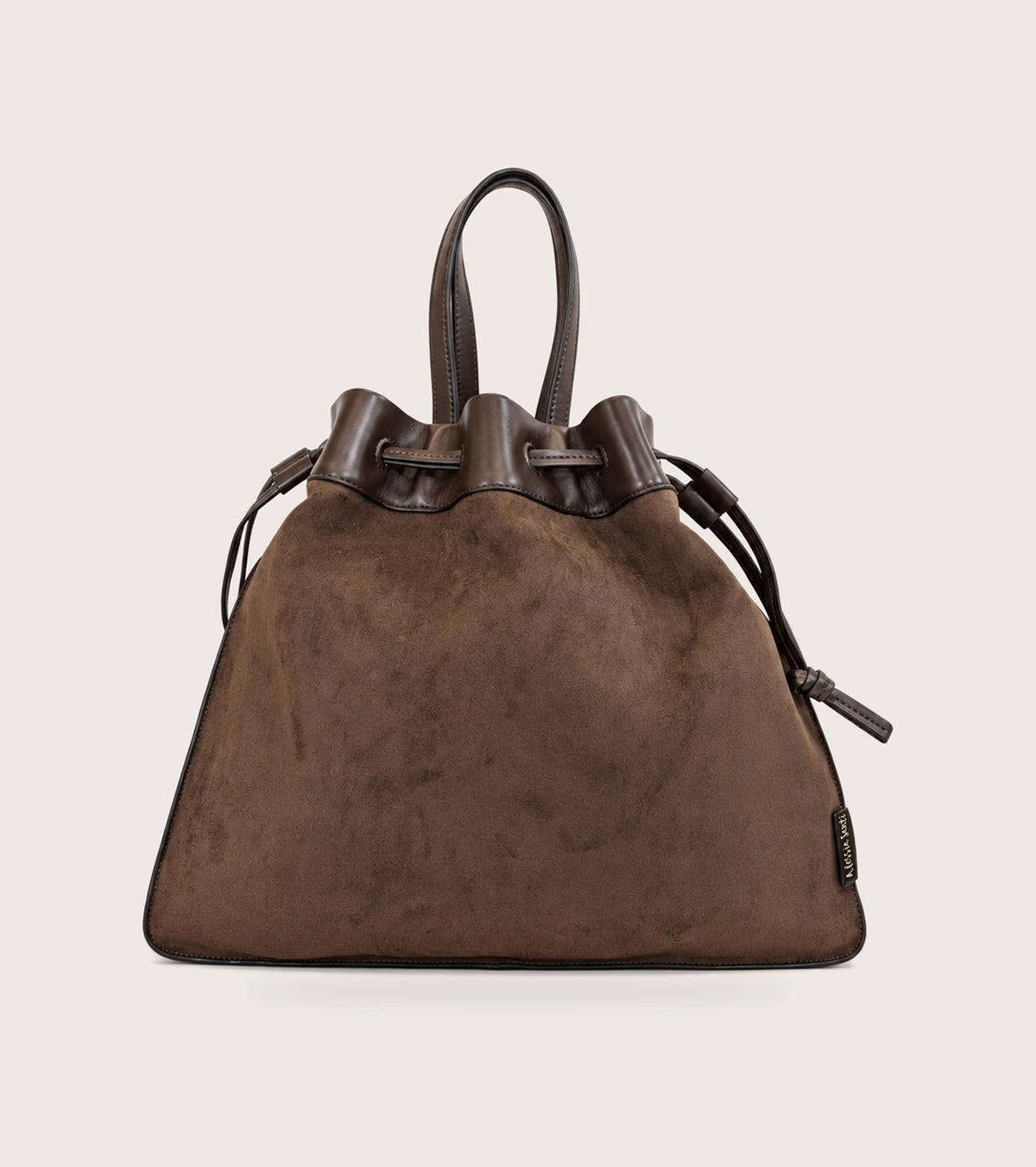 Borsa a mano in ecopelle scamosciata ebano
