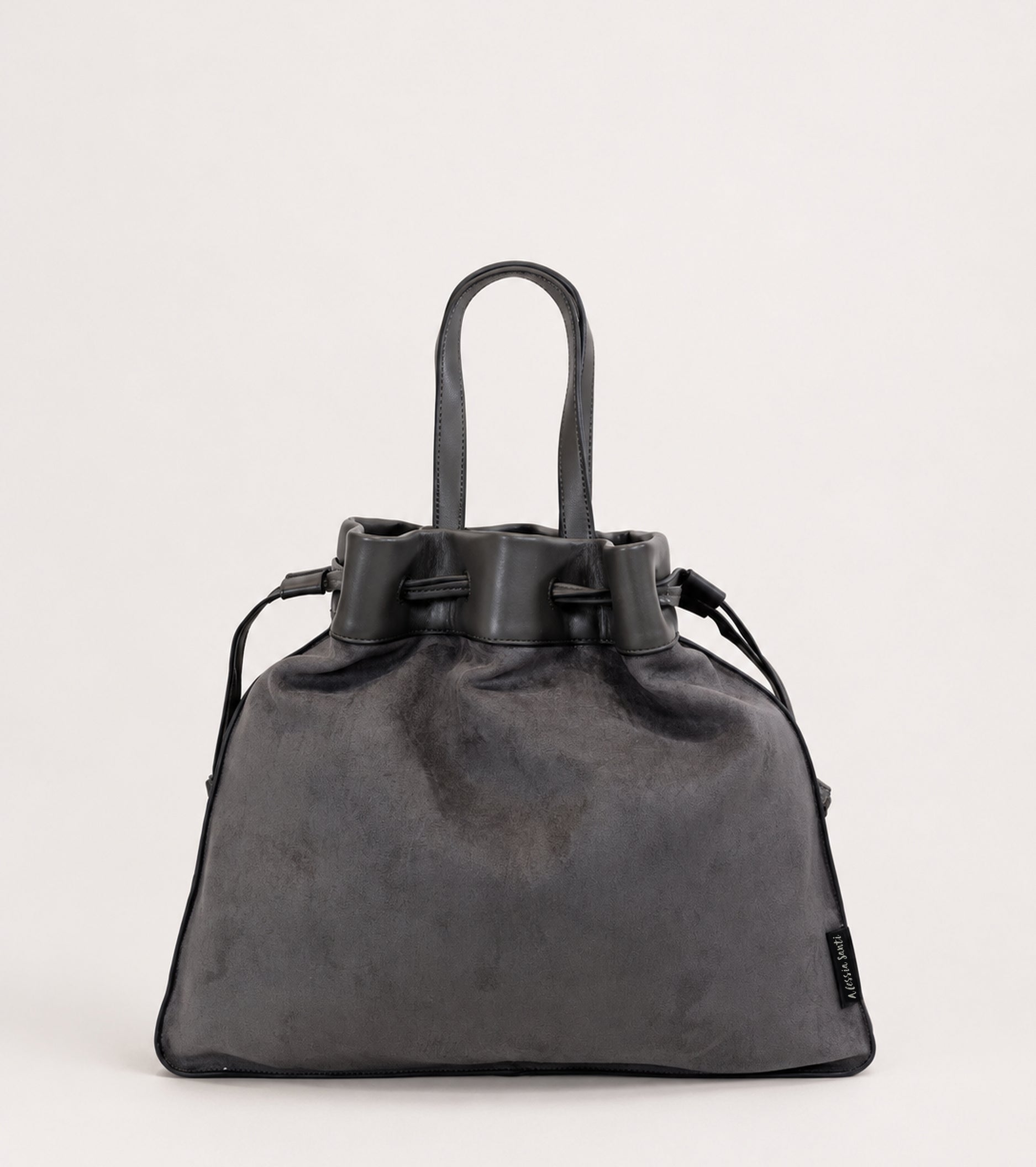 Borsa a mano in ecopelle scamosciata lavagna