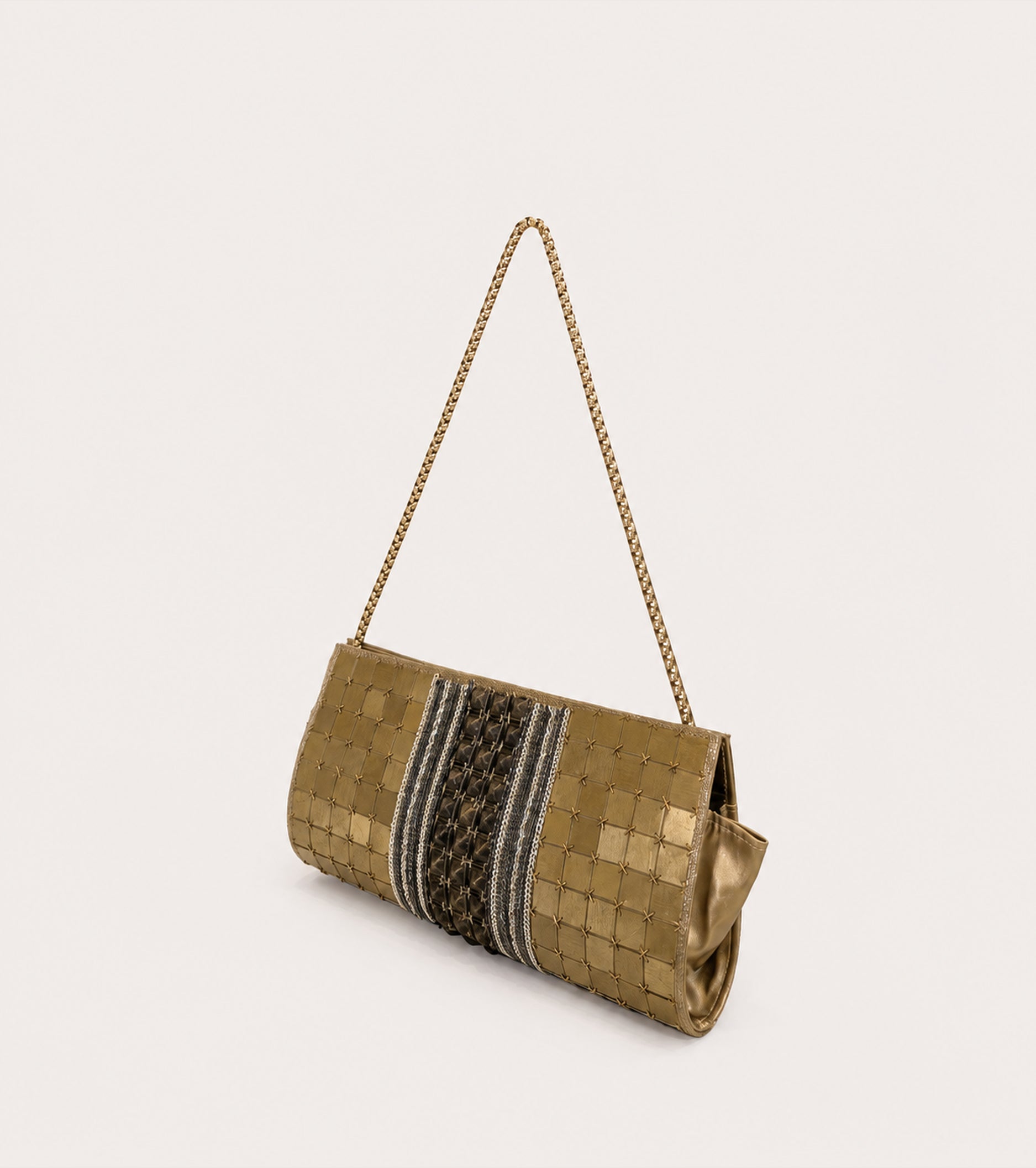 Shoulder bag with antique brass metal detailing