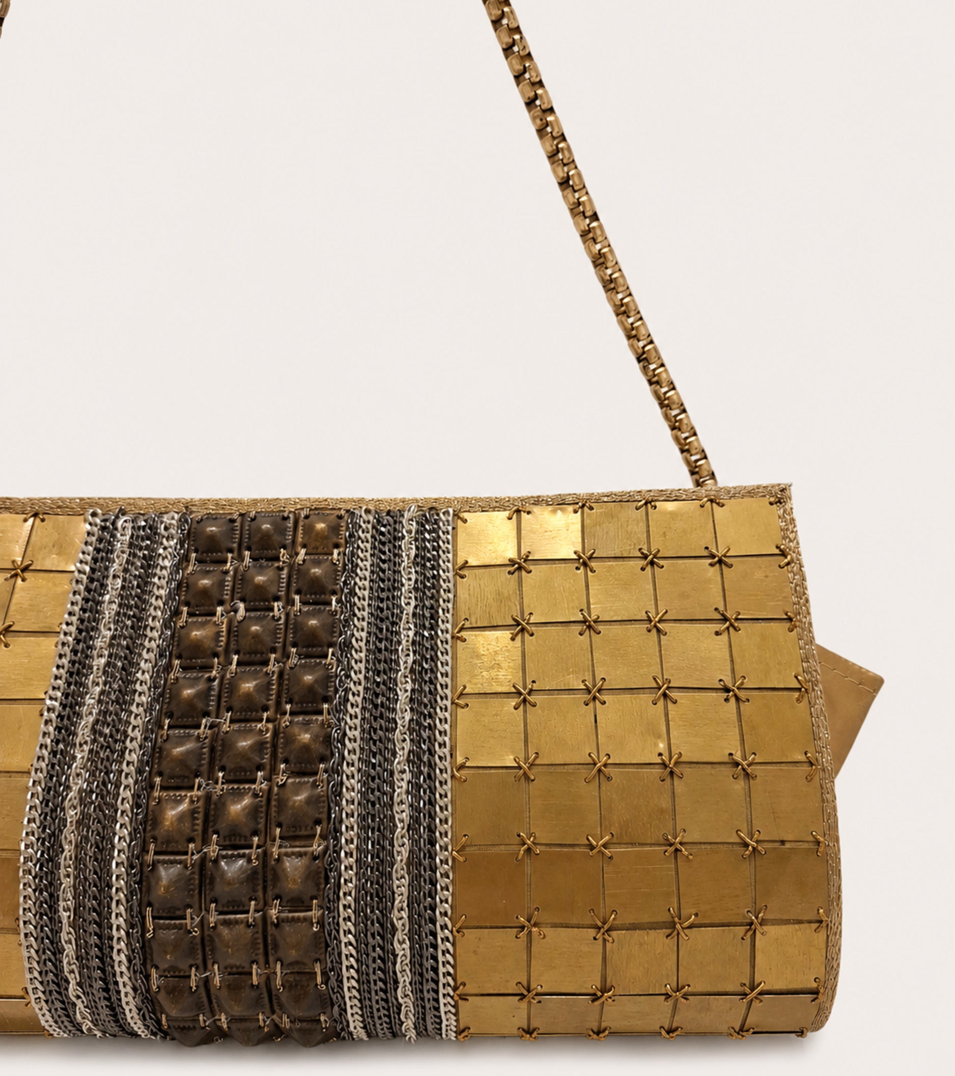 Shoulder bag with antique brass metal detailing