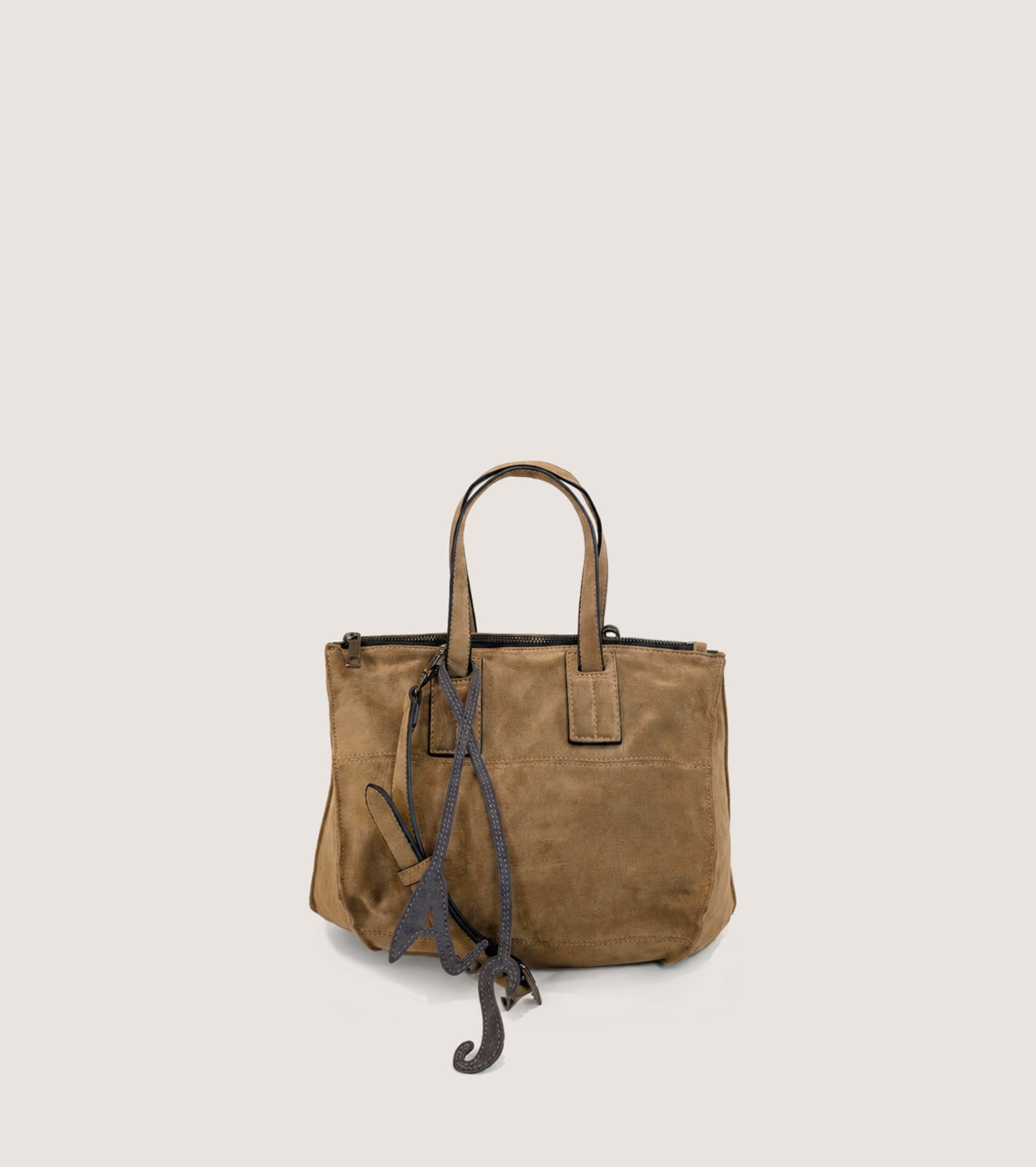 Shoppingtaske i imiteret ruskind i farven ermelin