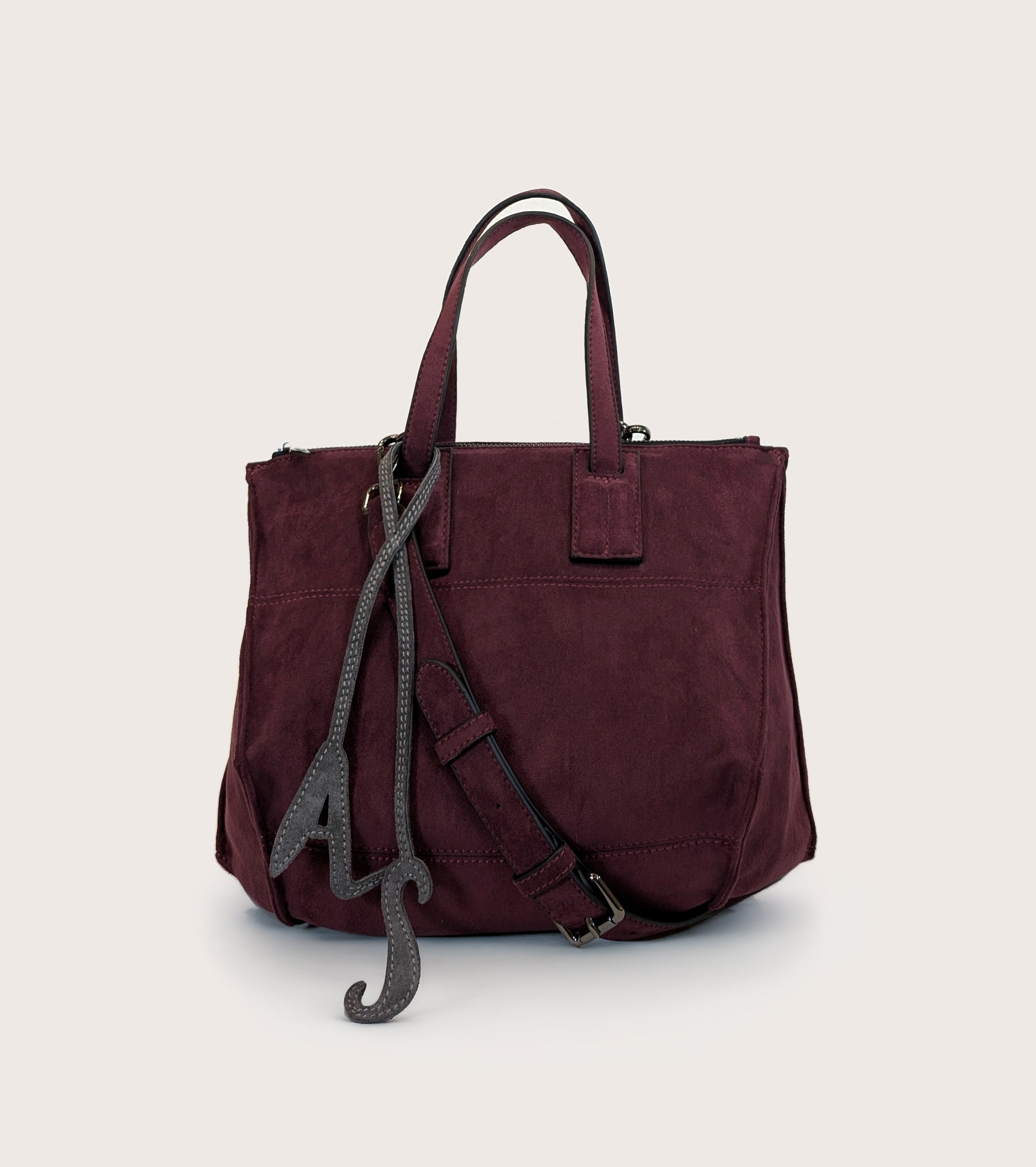Borsa shopping in ecopelle scamosciata mosto