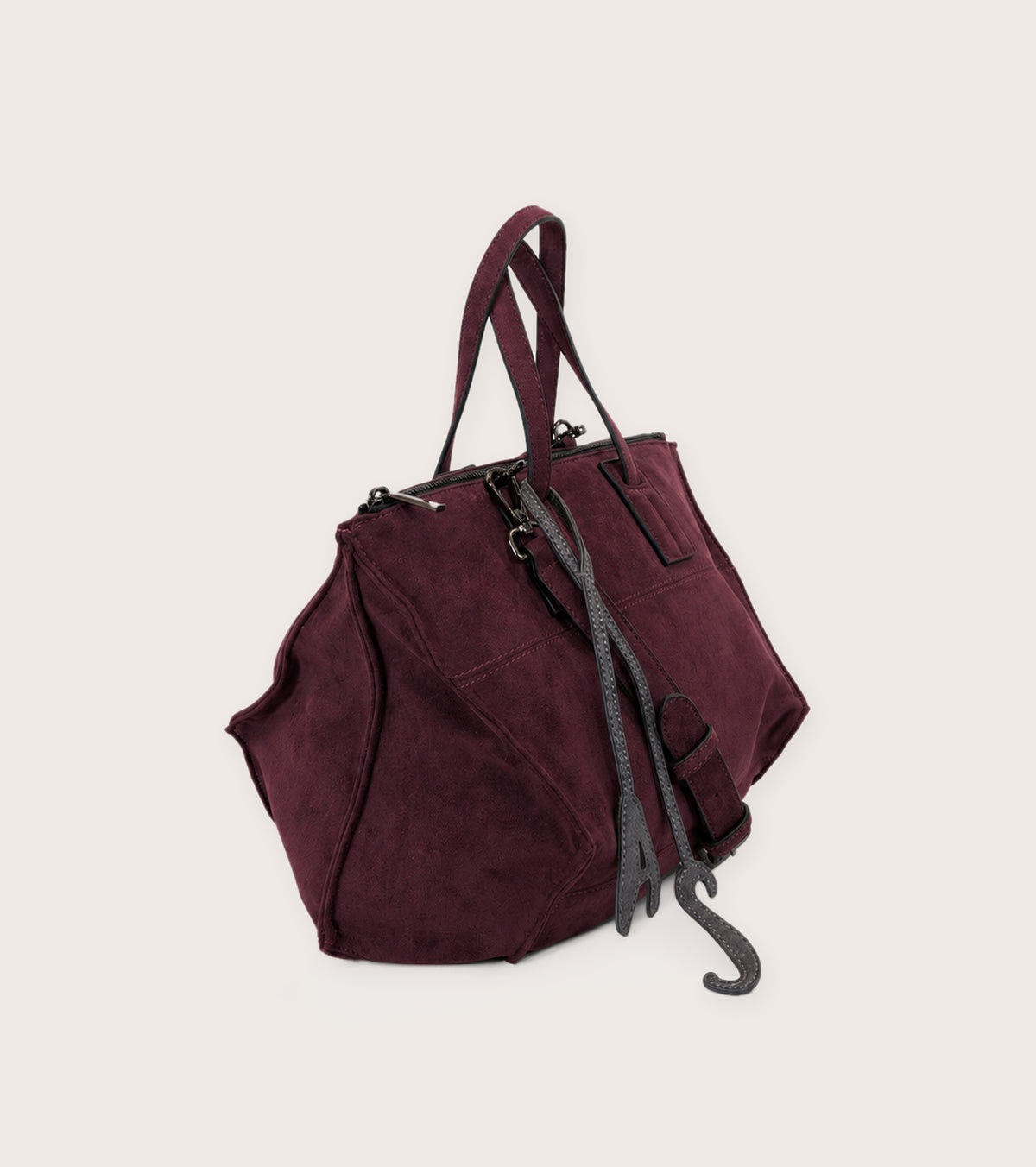 Shoppingtaske i imiteret ruskind i farven »mosto«