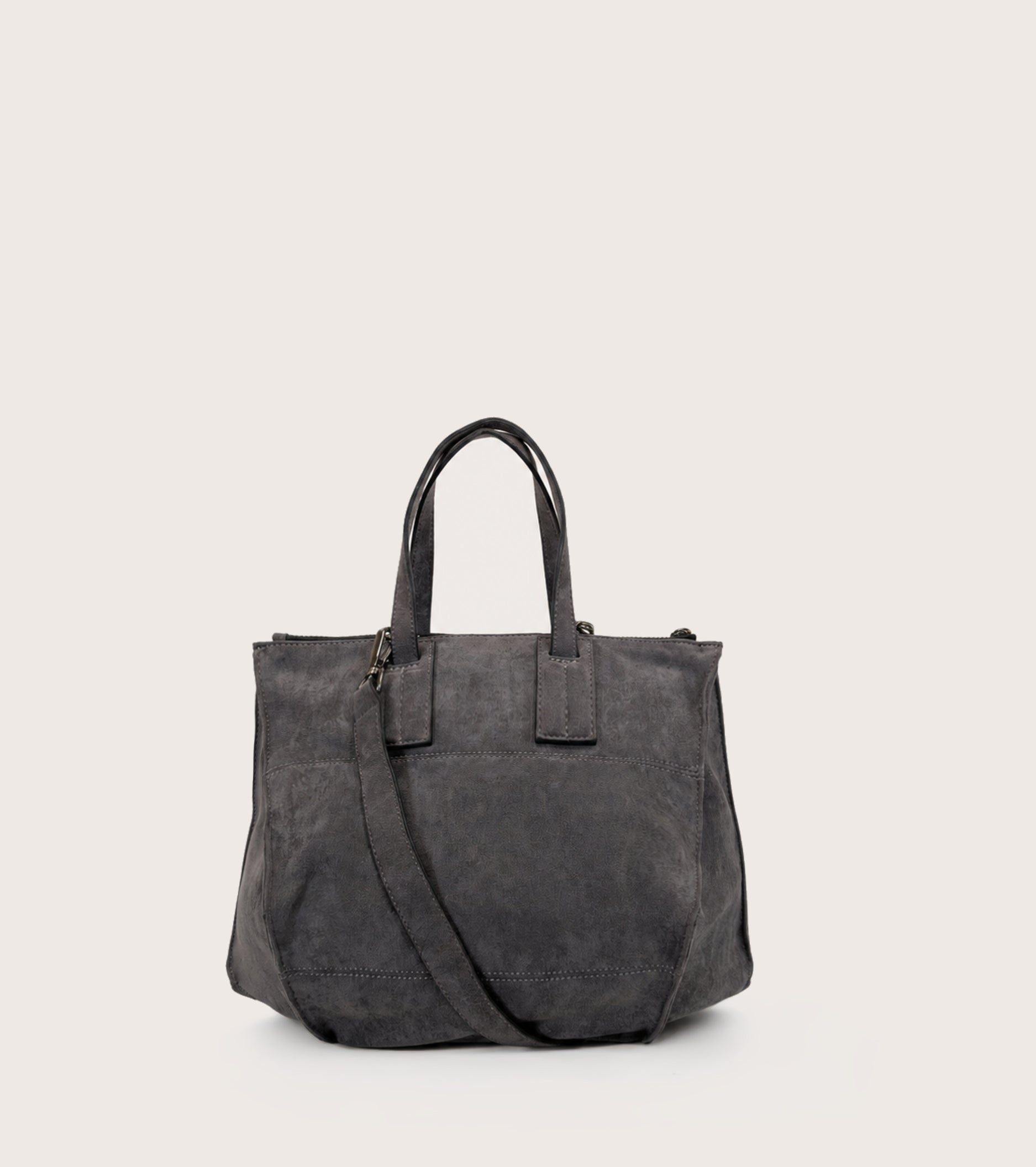 Shoppingtaske i imiteret ruskind i farven »lavagna«