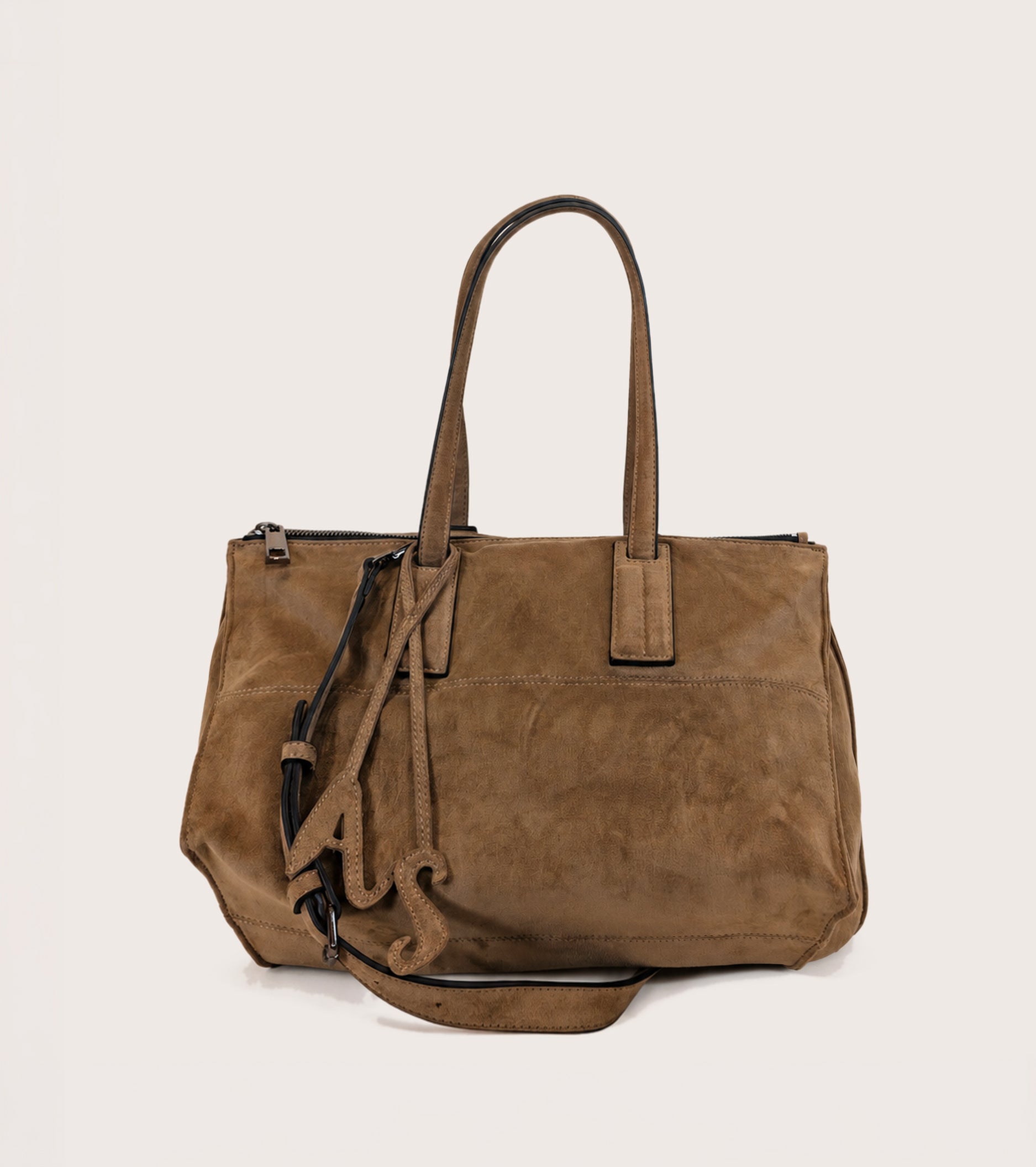 Shoppingtaske i ruskind med AS-charm i hermelin