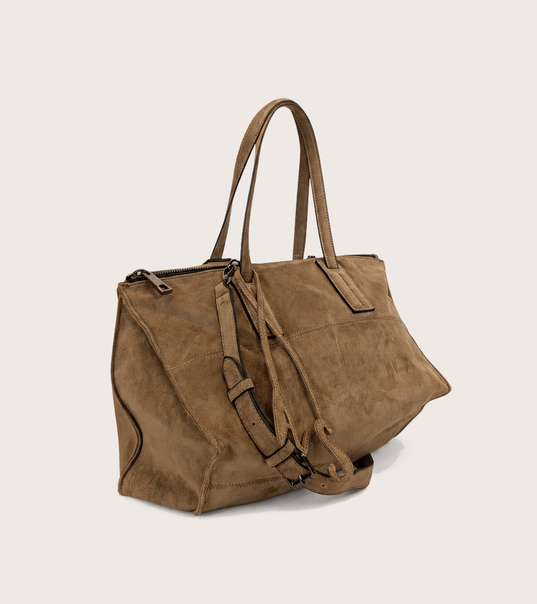 Shoppingtaske i ruskind med AS-charm i hermelin
